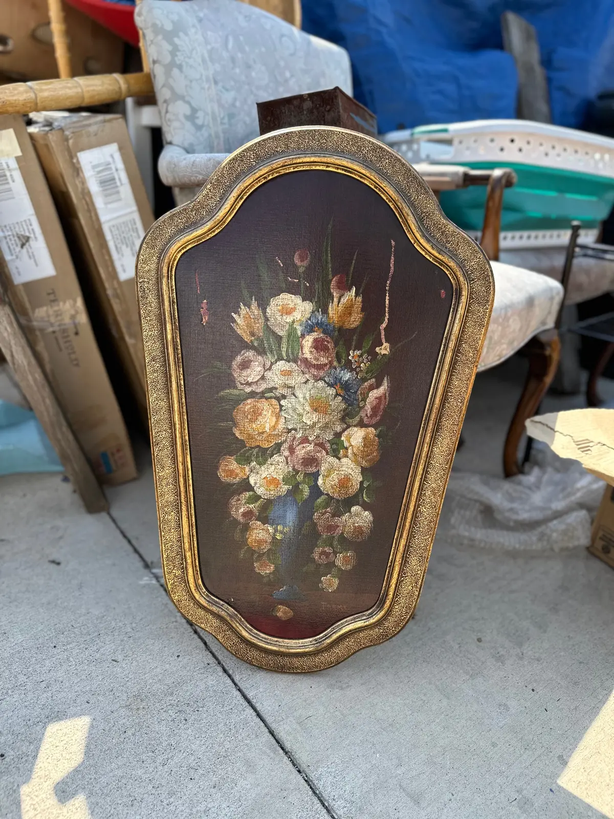 Vase With Flowers Painting On Wood 1