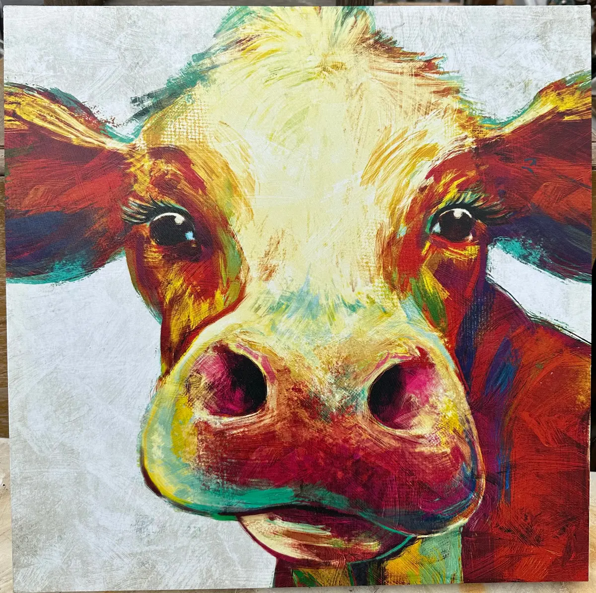 Colorful Cow Oil Print 1