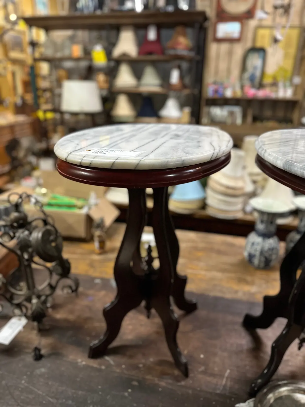 American Oval Marble Top Occasional Table 1