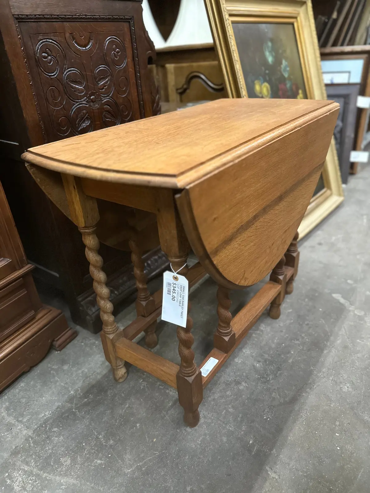 Small Oak Barley Twist Drop Leaf Table 1
