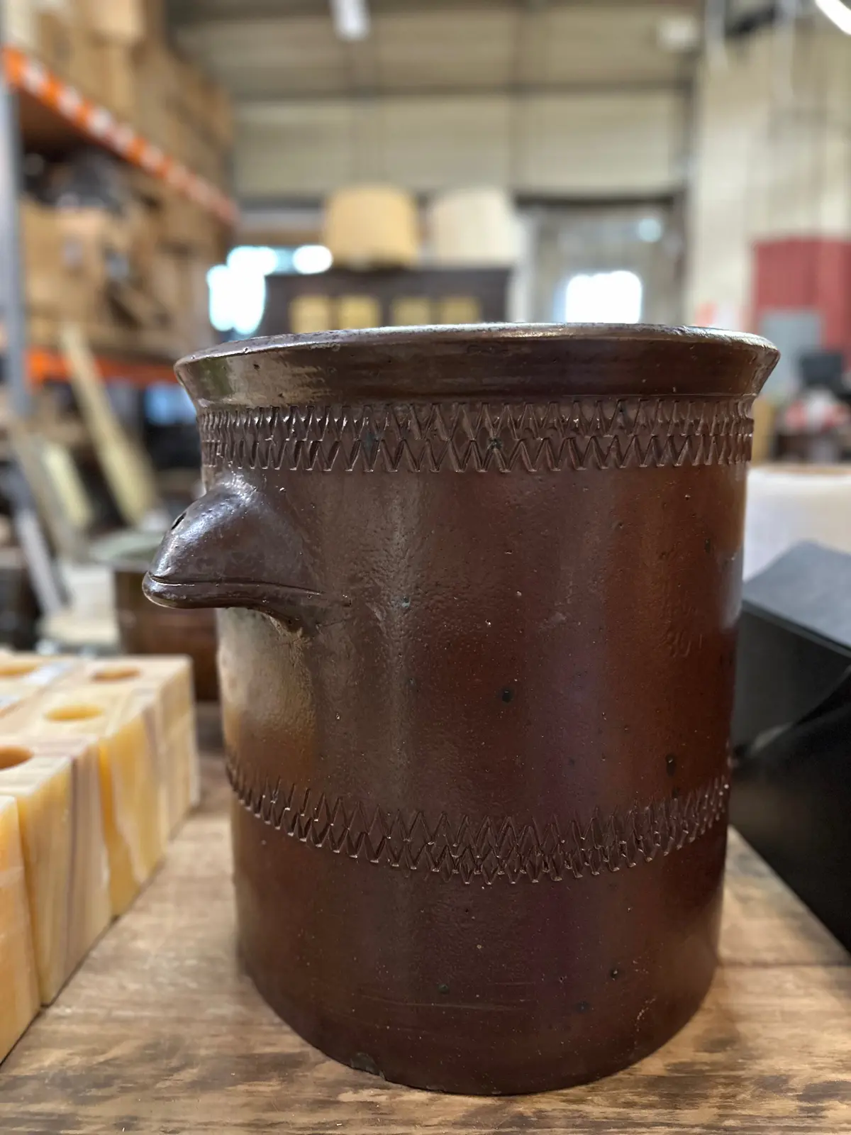 Large Incised Cylinder Crock 1
