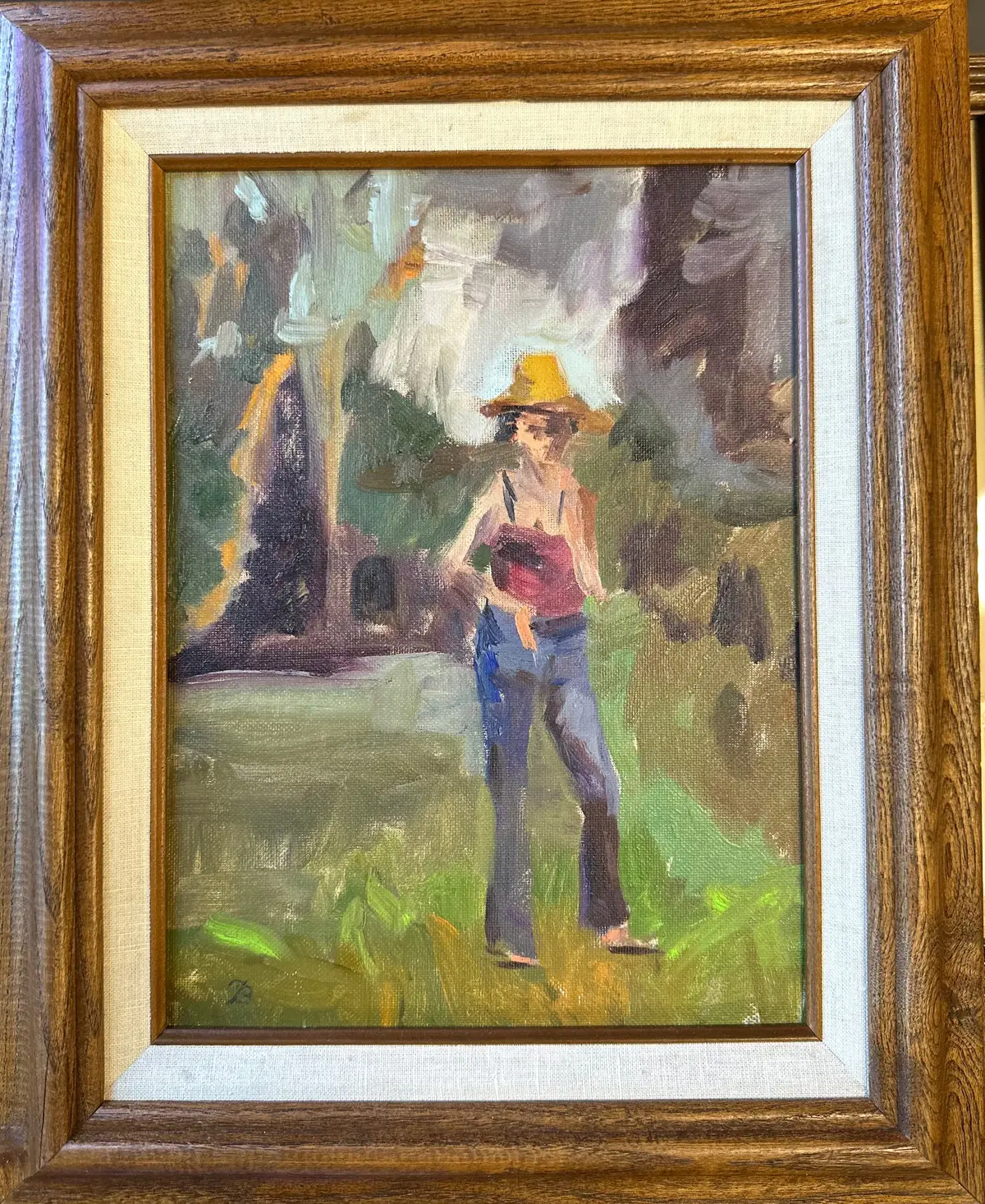 Impressionist Oil Painting On Board Of A Woman By Forrest Bess 1