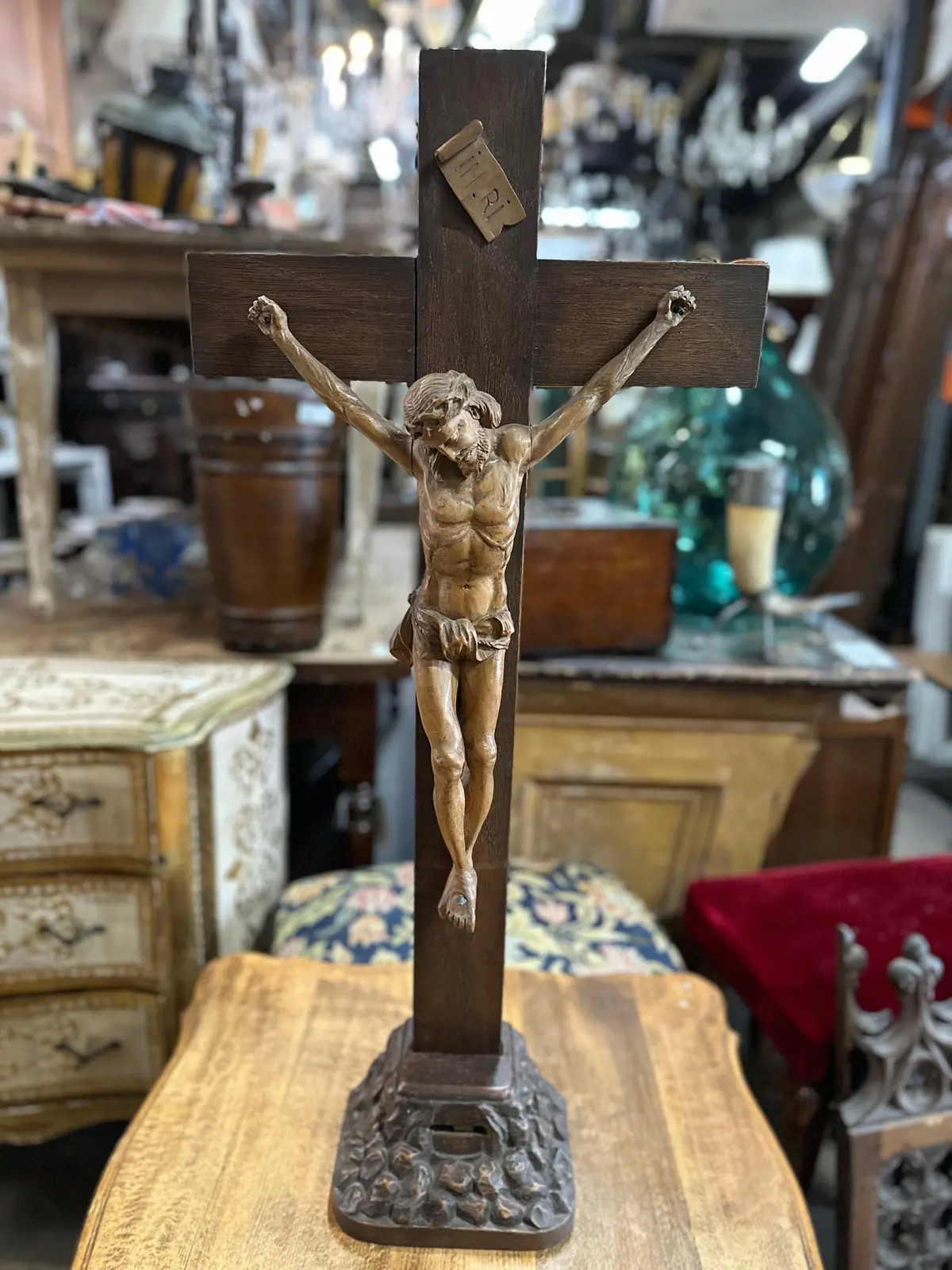 Large Oak Carved Crucifix 1