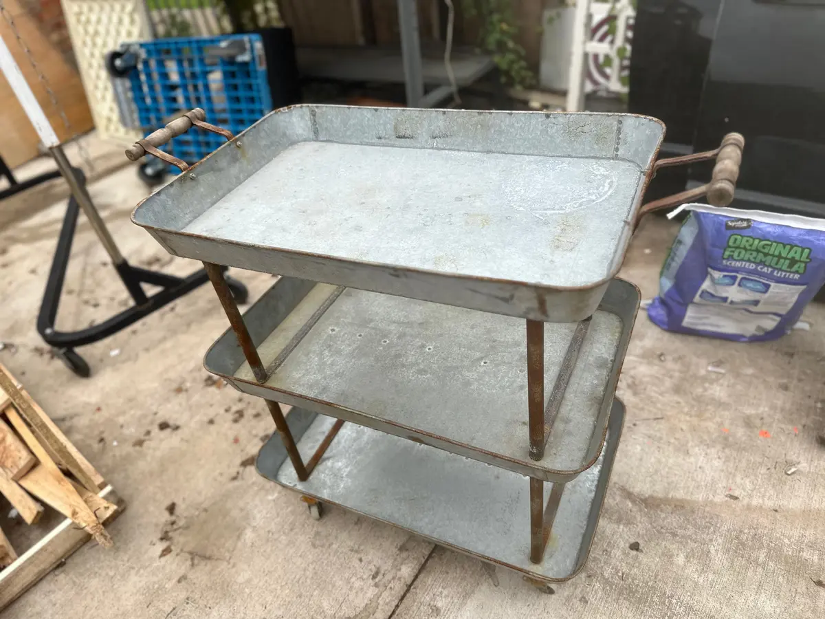 Galvanized Metal Bar Cart 1