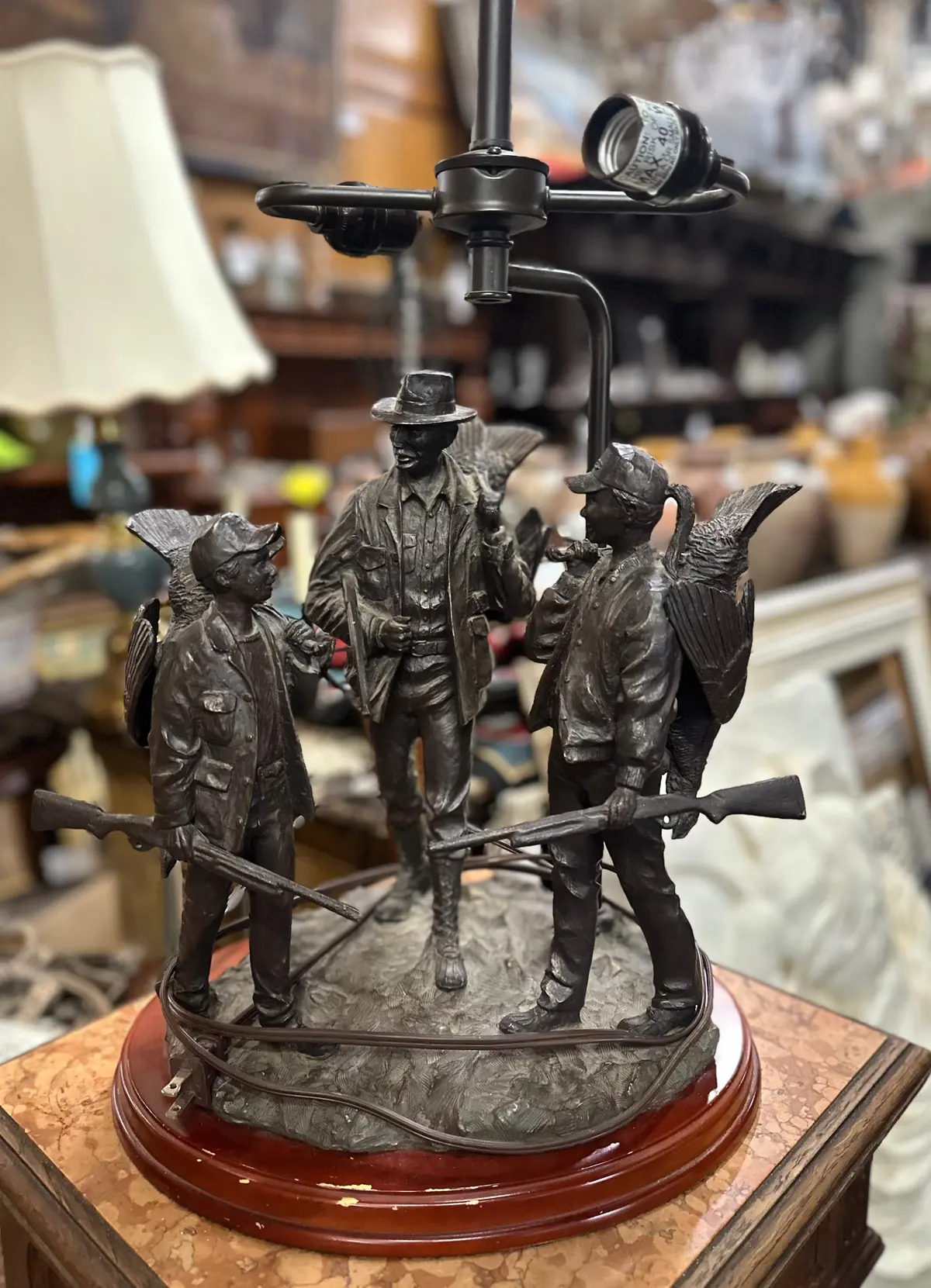 Bronze Lamp Of Turkey Hunters 1
