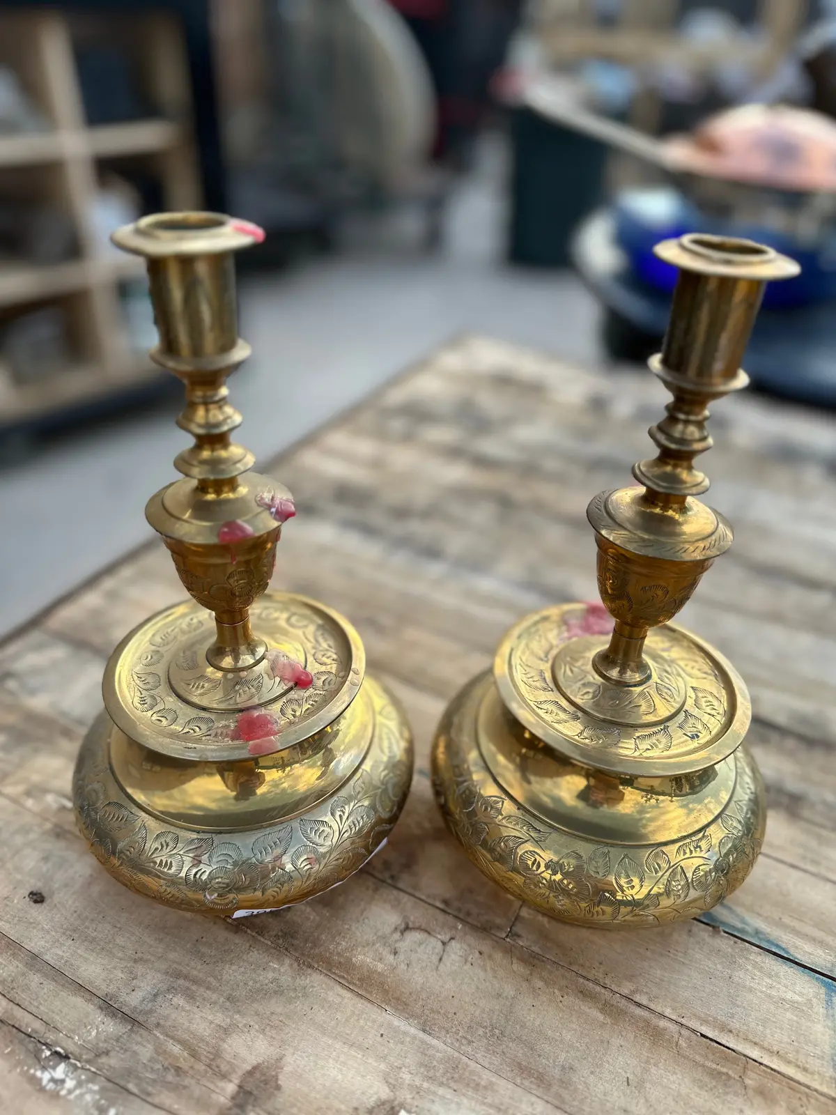 Pair Of Brass Candle Stand Bell Combinations 1