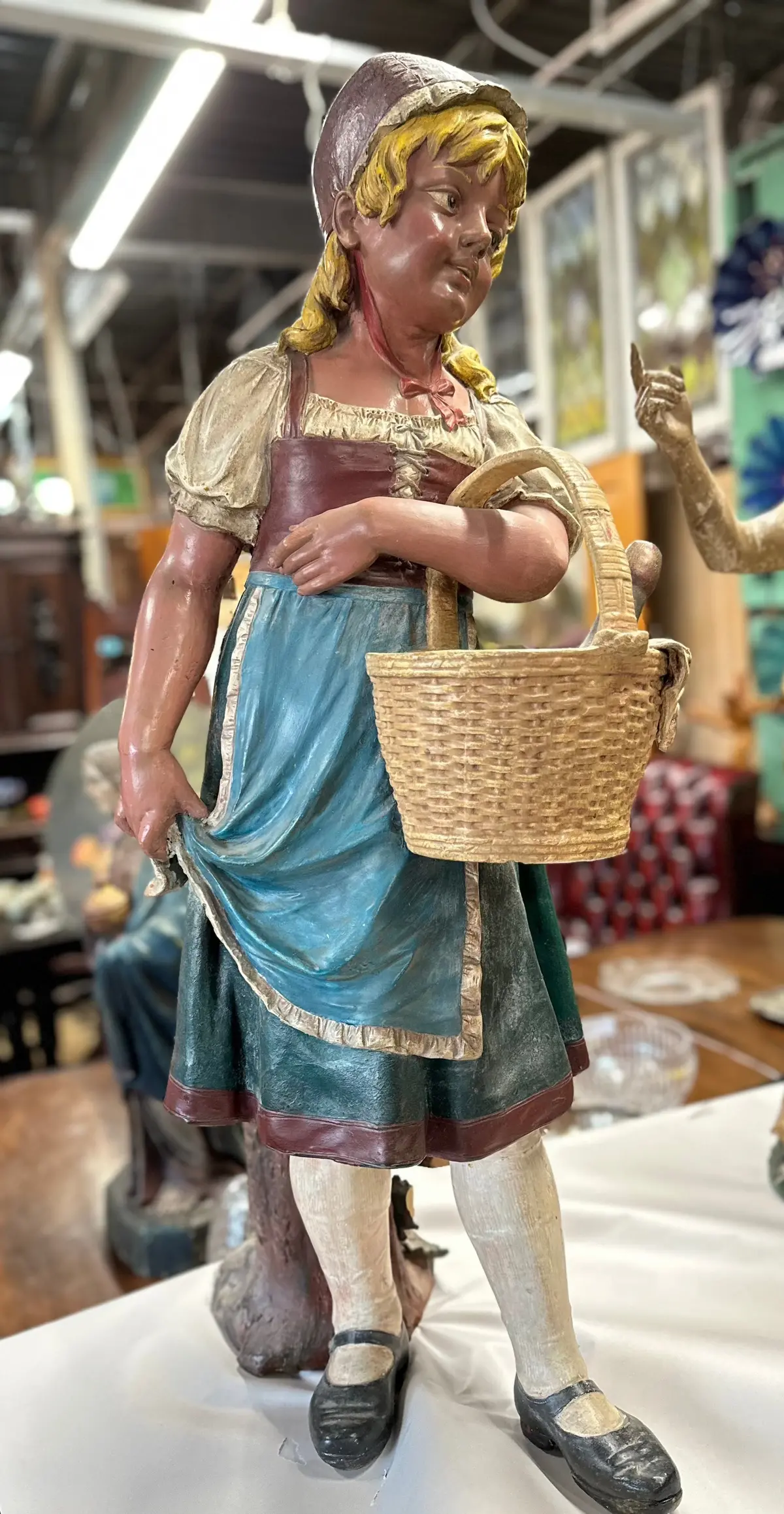 19Th Century German Terra Cotta Maiden Beer Garde Statue 1