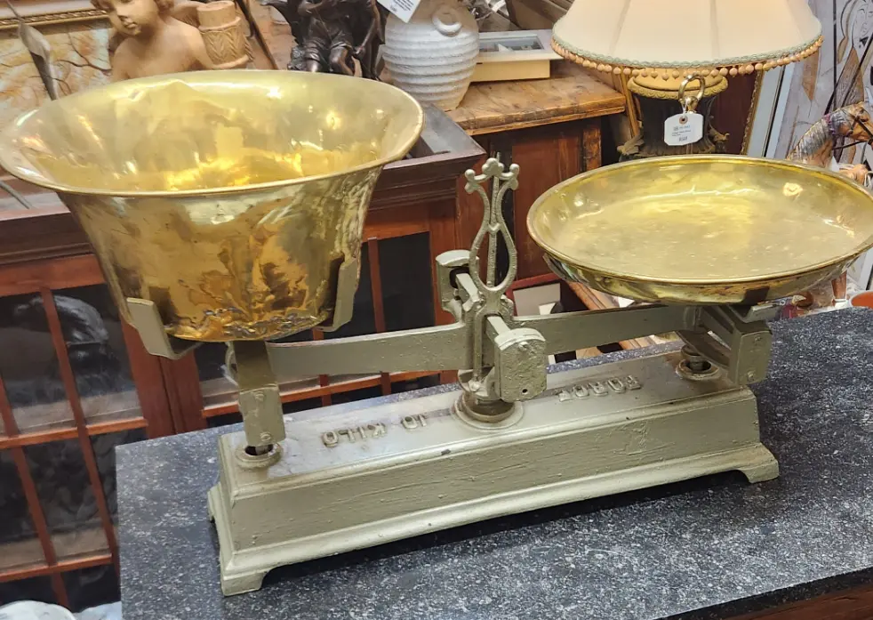 Large Gray Iron And Brass Scale 1