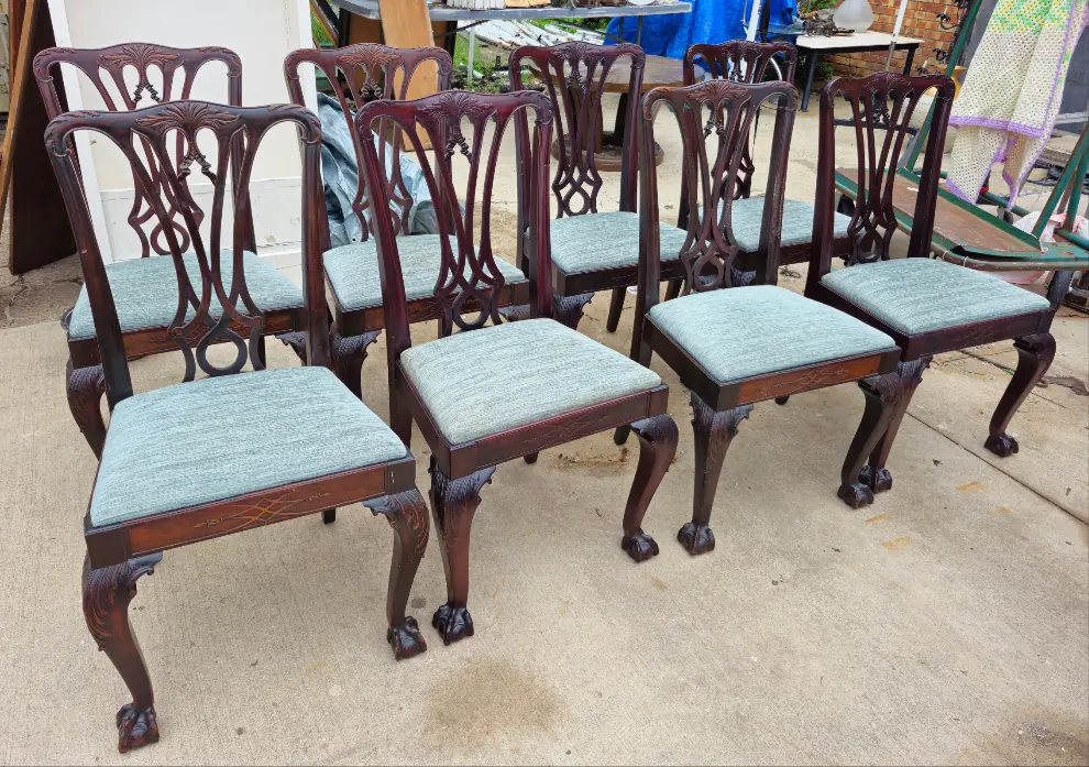 Set Of 8 Mahogany Chippendale Dining Chairs 1