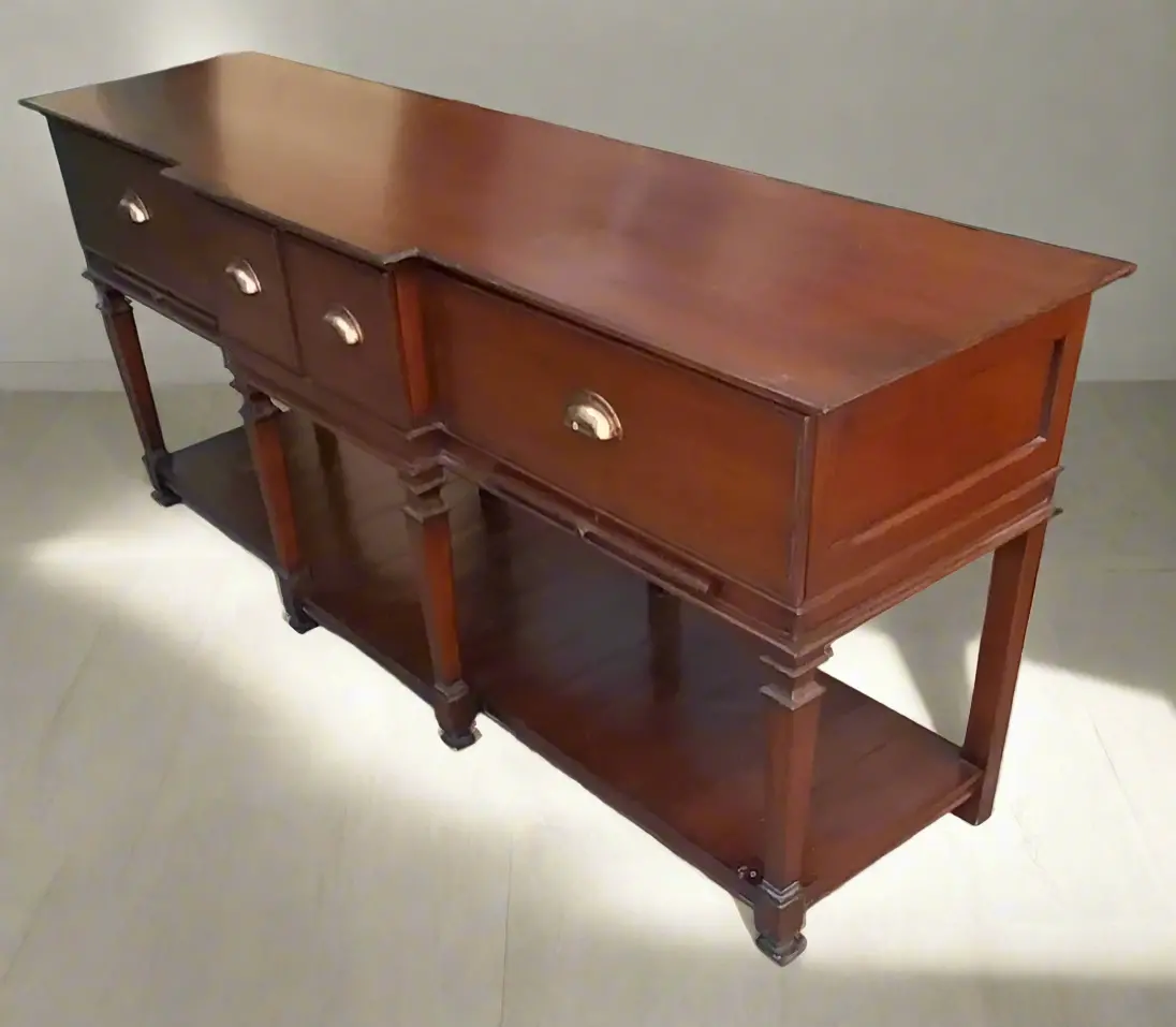 Low Rustic Dark Oak Console With Bin Pulls 1