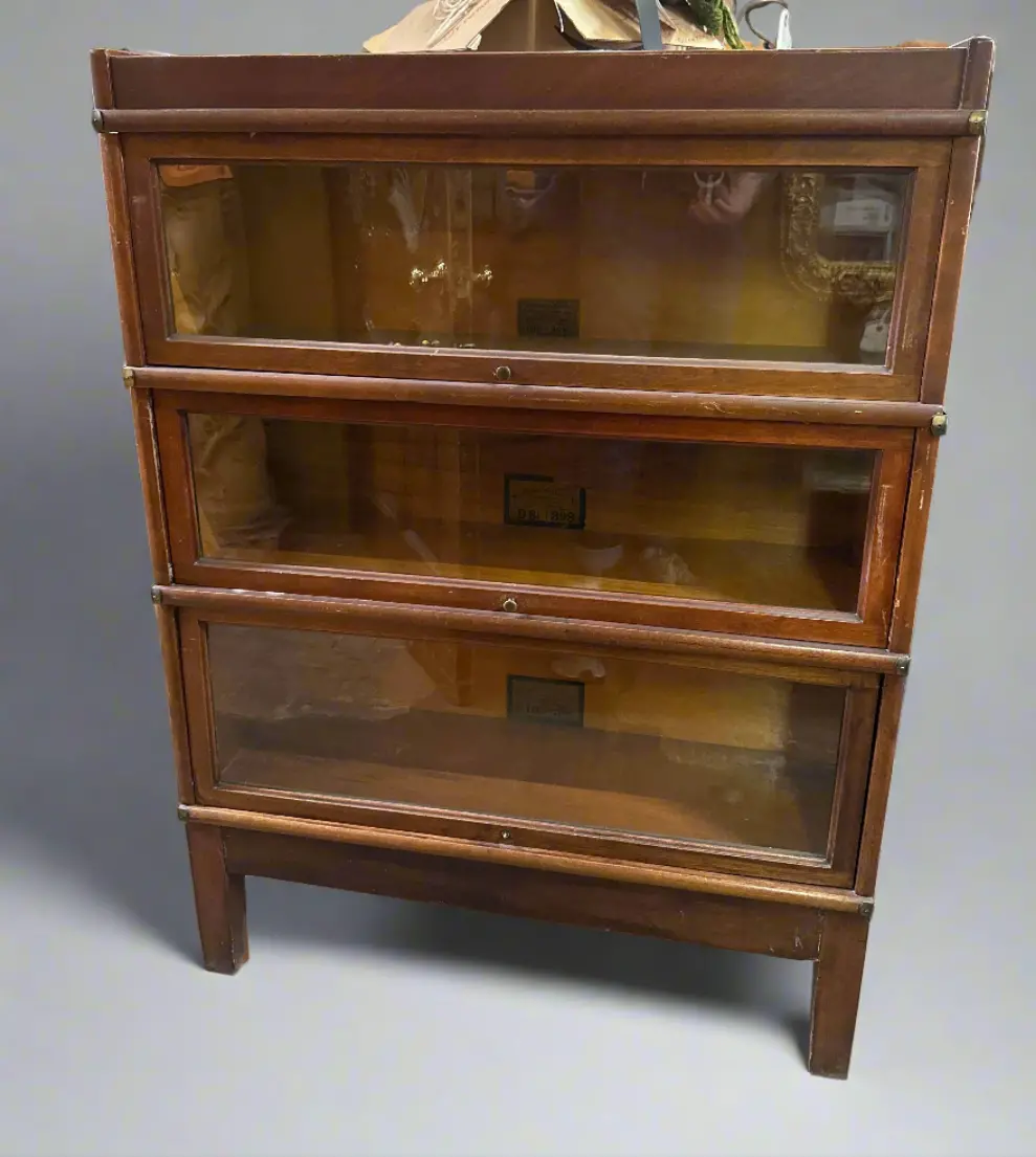 3 Stack Globe Wernicke Mahogany Color Bookcase With Leg As Found 1