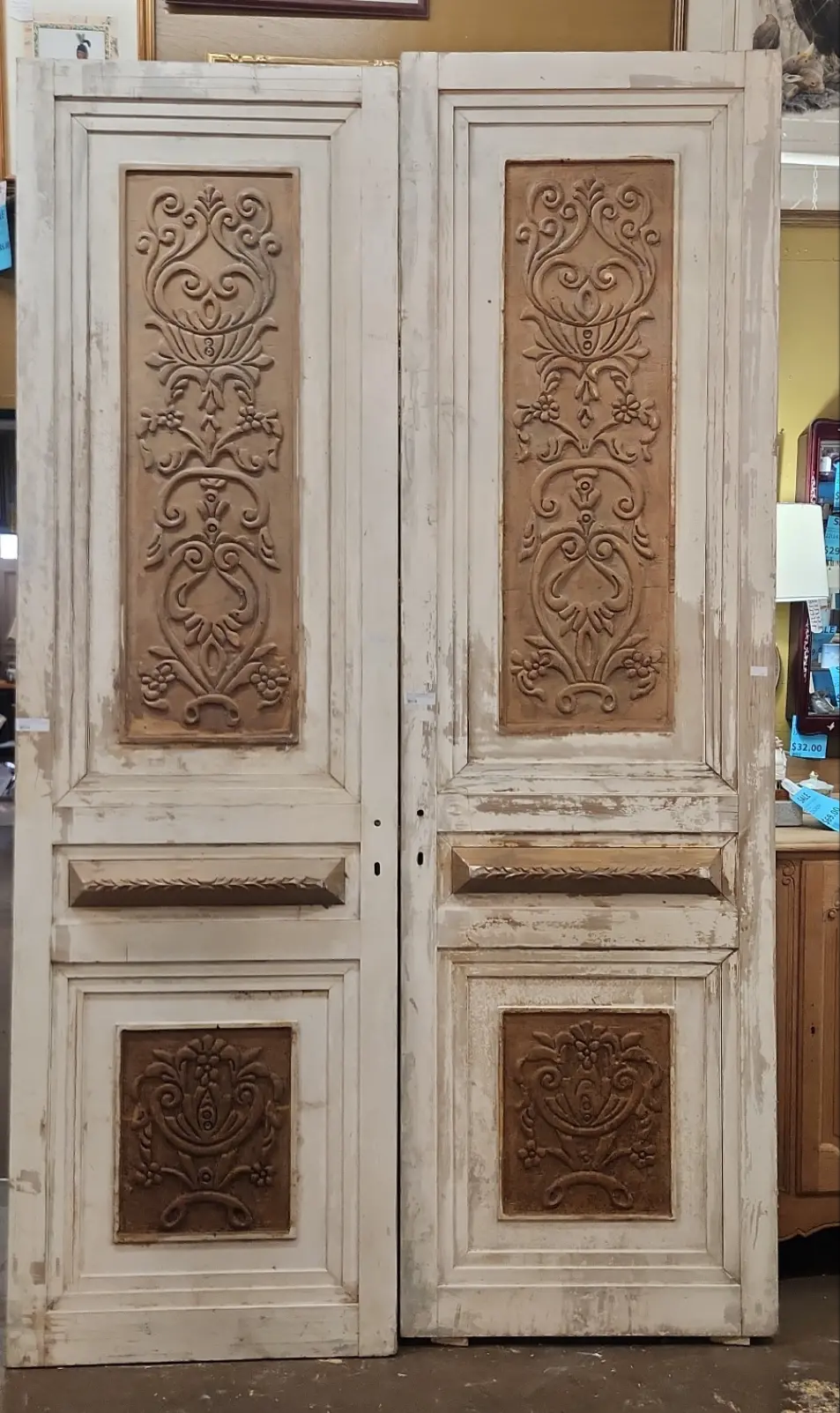 Pair Of Large Primitive Egyptian Doors With Carving 1