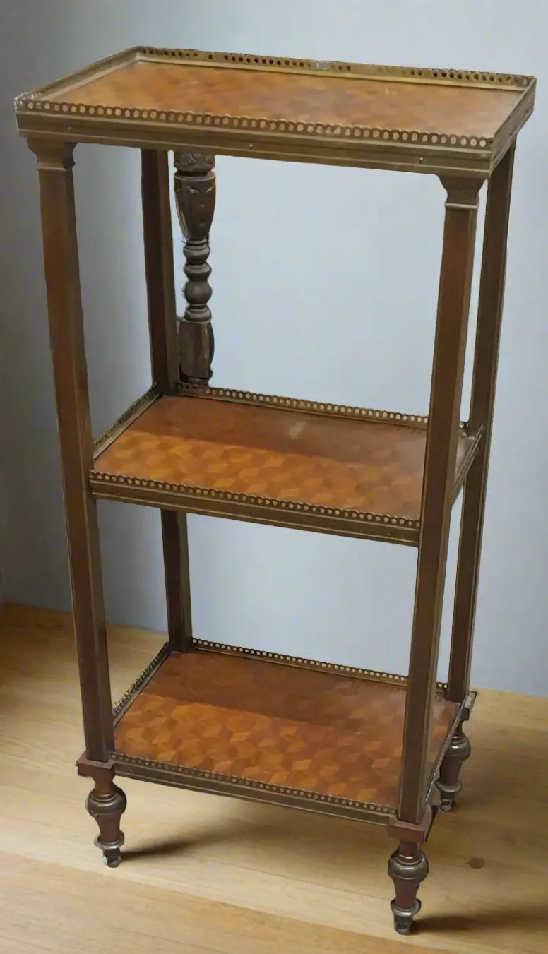 French Parquetry Inlaid Three Tiered Etagere 1