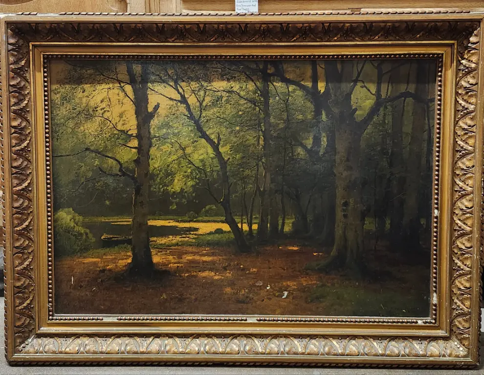 Large Gilt Frame Sylvan Oil Painting As Found 1