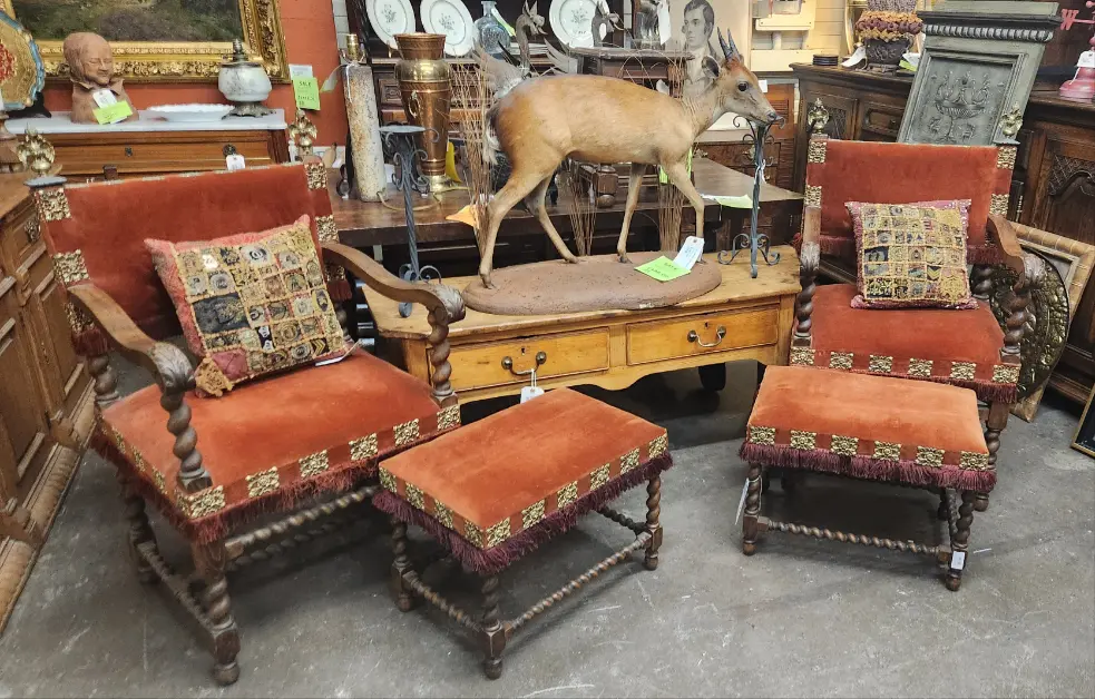 Pair Of Eagle Finial Barley Twist Arm Chairs Only 1