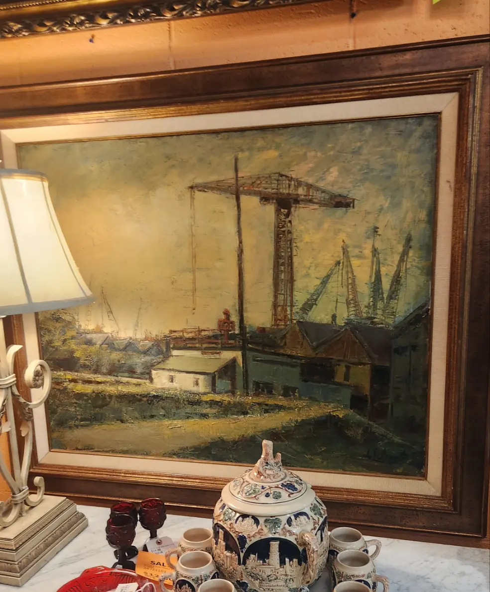 Large Ship Yards Oil Painting 1