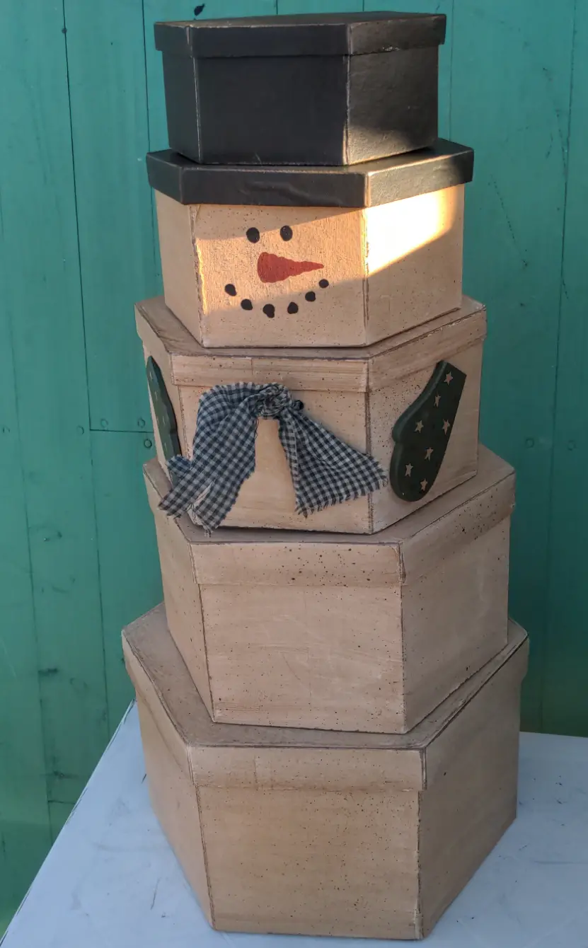 Set Of 5 Stacking Snowman Boxes 1