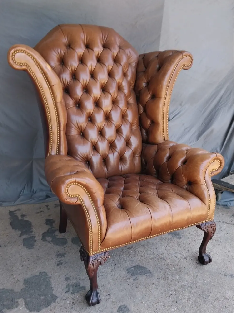 Giant Tufted Chesterfield Leather Wingback Chair 1