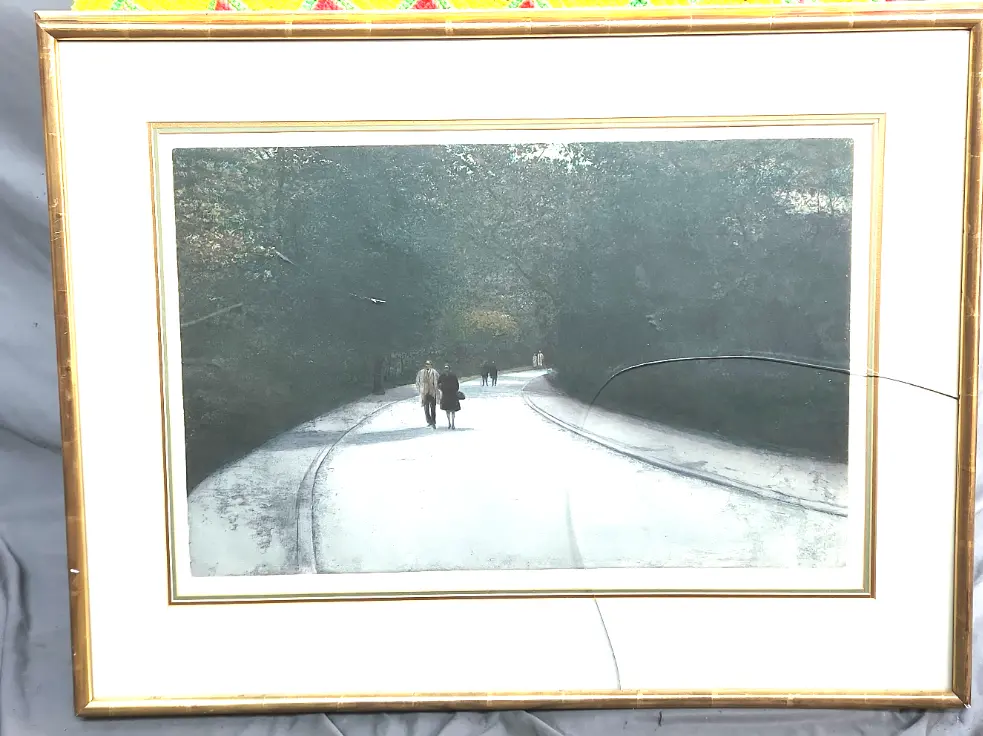 Gilt Framed Dark Road Scene Litho Signed And Numbered As Found 1
