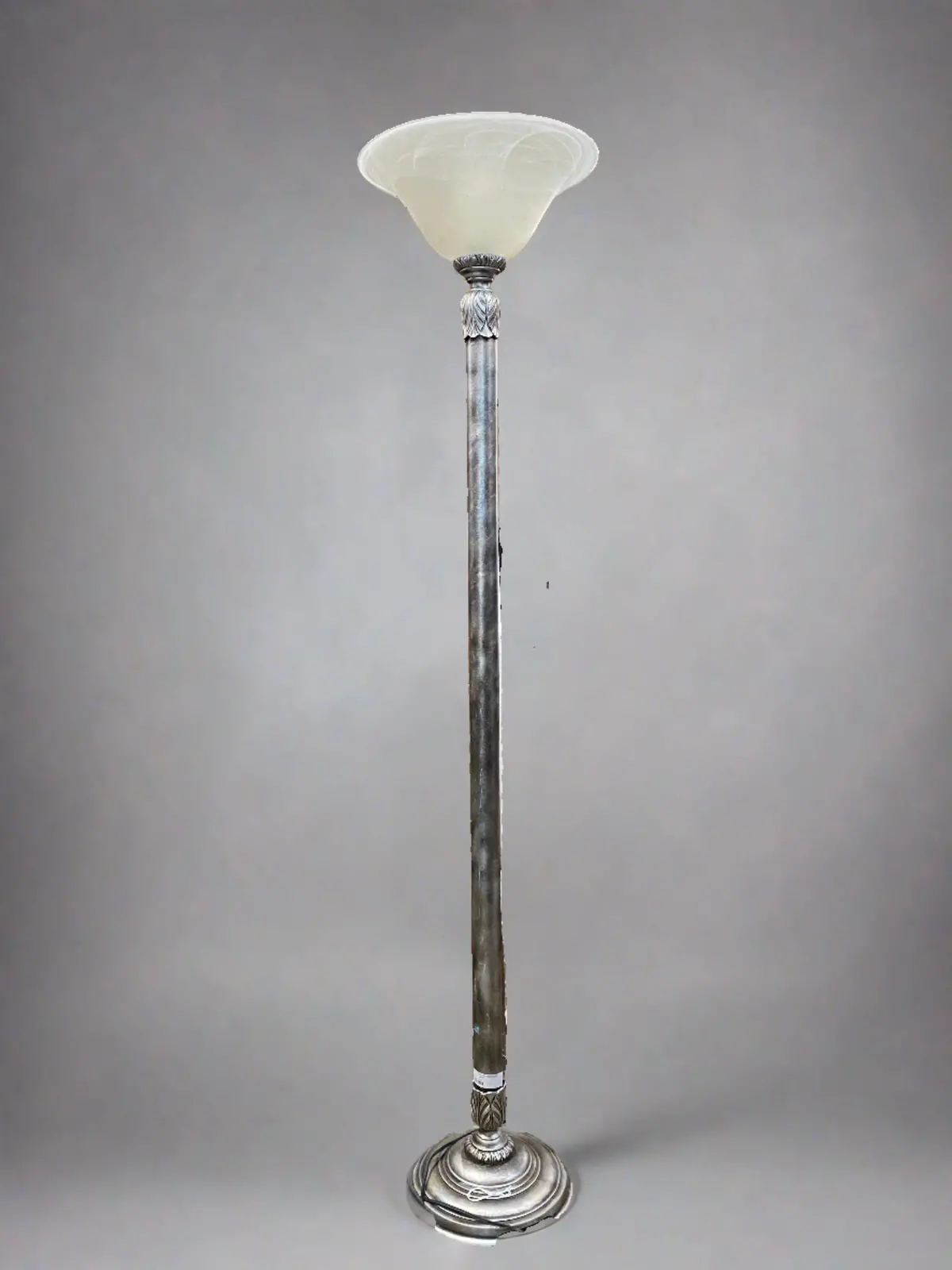 Silver Metal Torchiere Floor Lamp 1