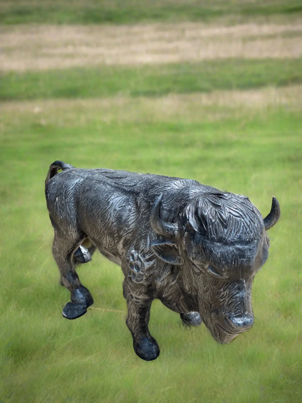 Large Aluminium Silver Buffalo Statue 1