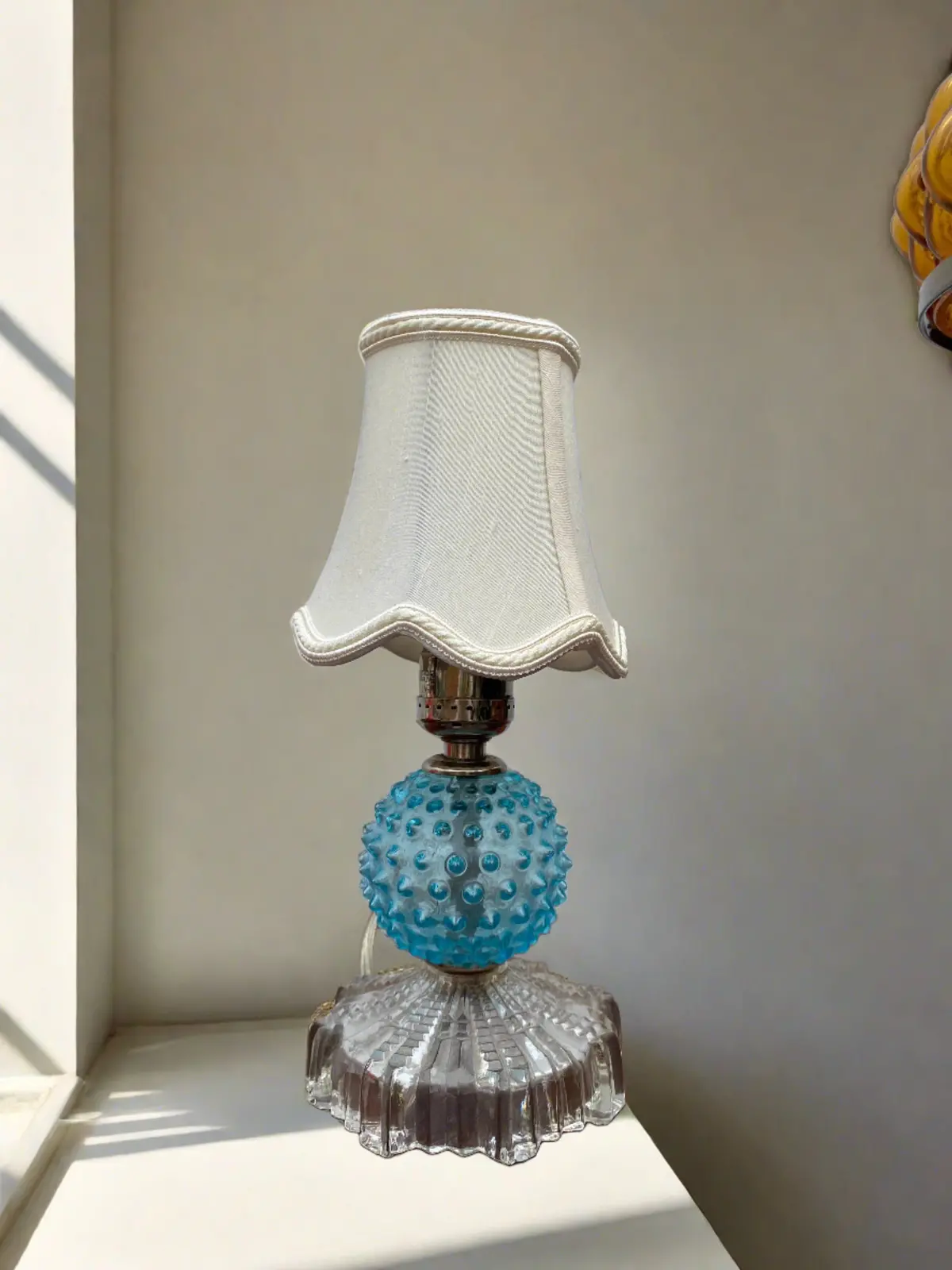Small Blue Glass Boudoir Lamp 1