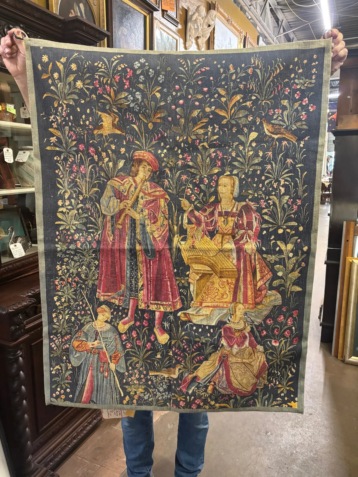 Small Vintage Tapestry With Musicians 1