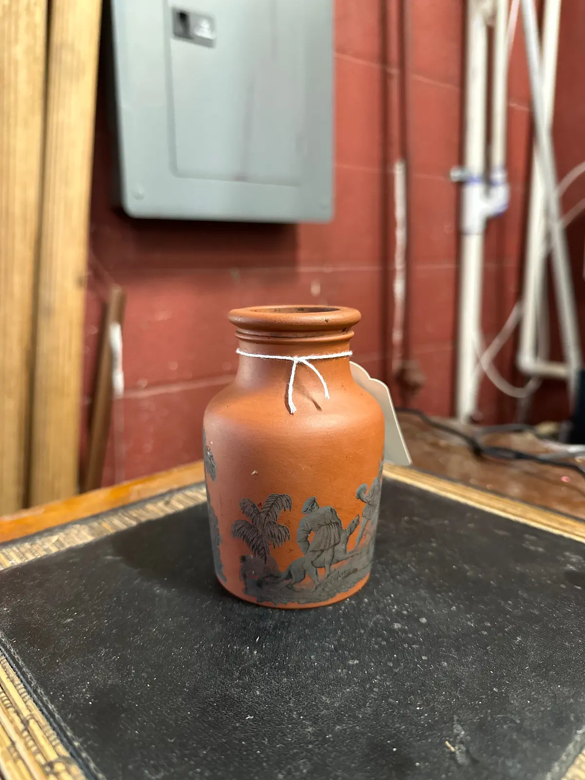 Small Pottery Jar Painted Hunting Scene 1