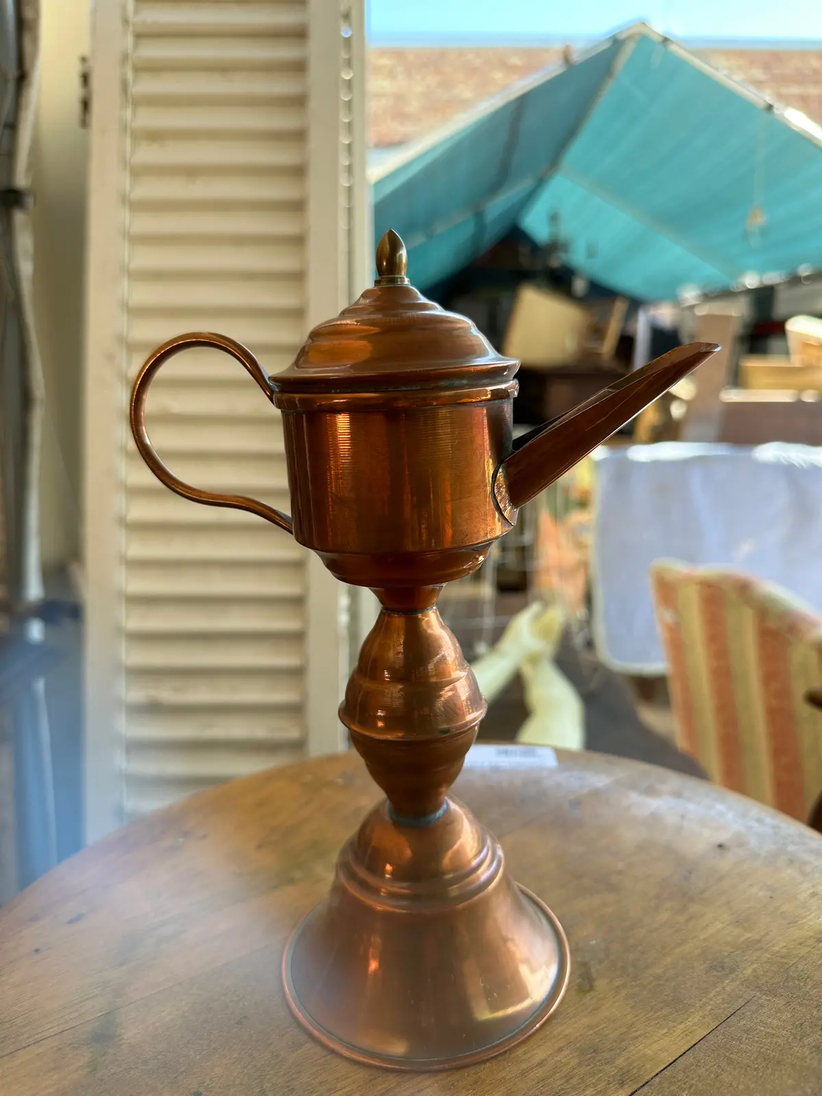 Tall Copper Footed Small Teapot 1