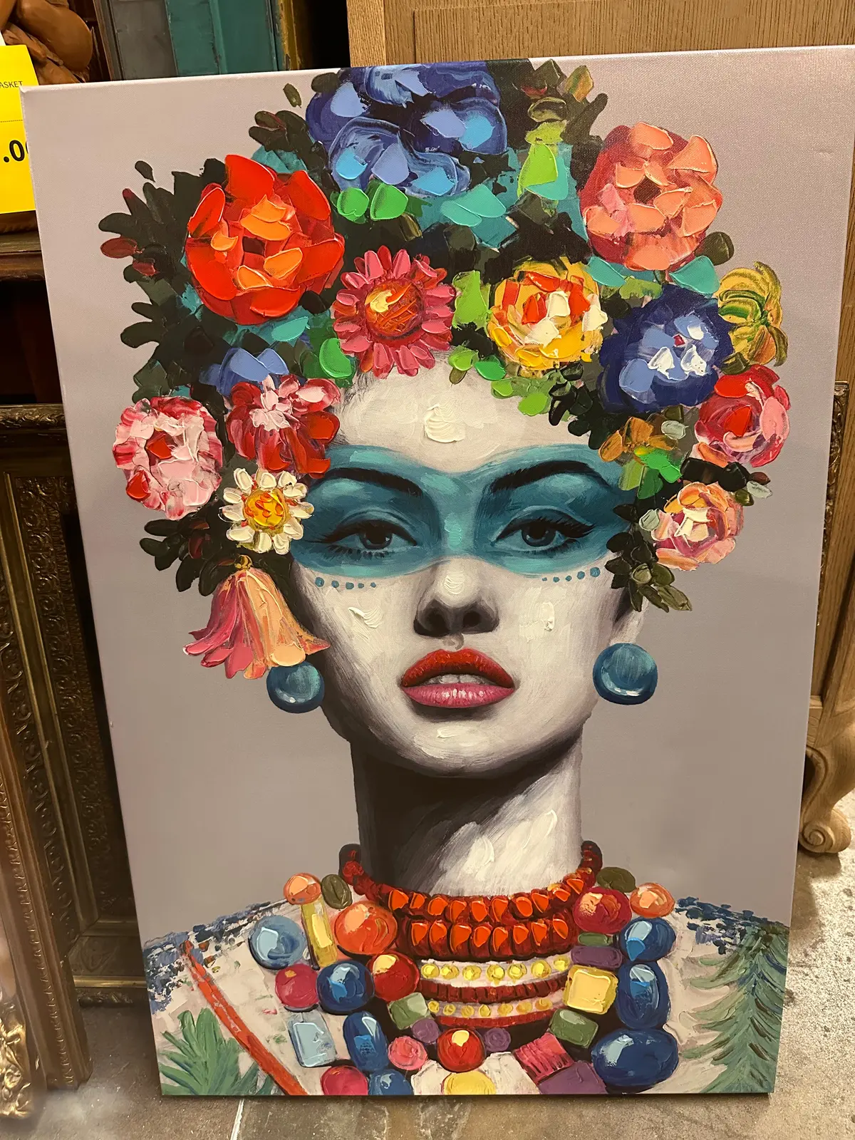 Framed Mardi Gras Woman Giclee Embellished Painting 1