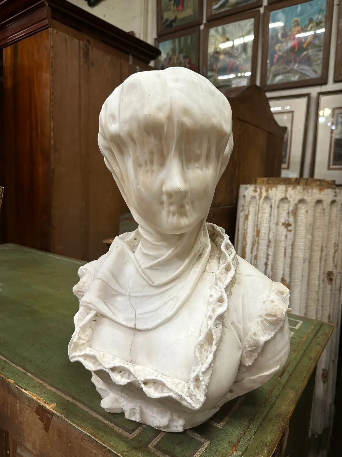 Marble Bust Of Shrouded Woman 1