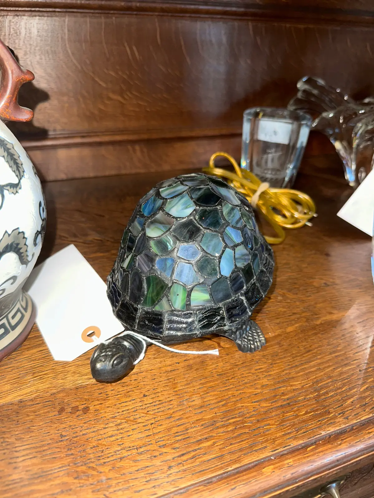 Bronze And Stained Glass Turtle Lamp 1