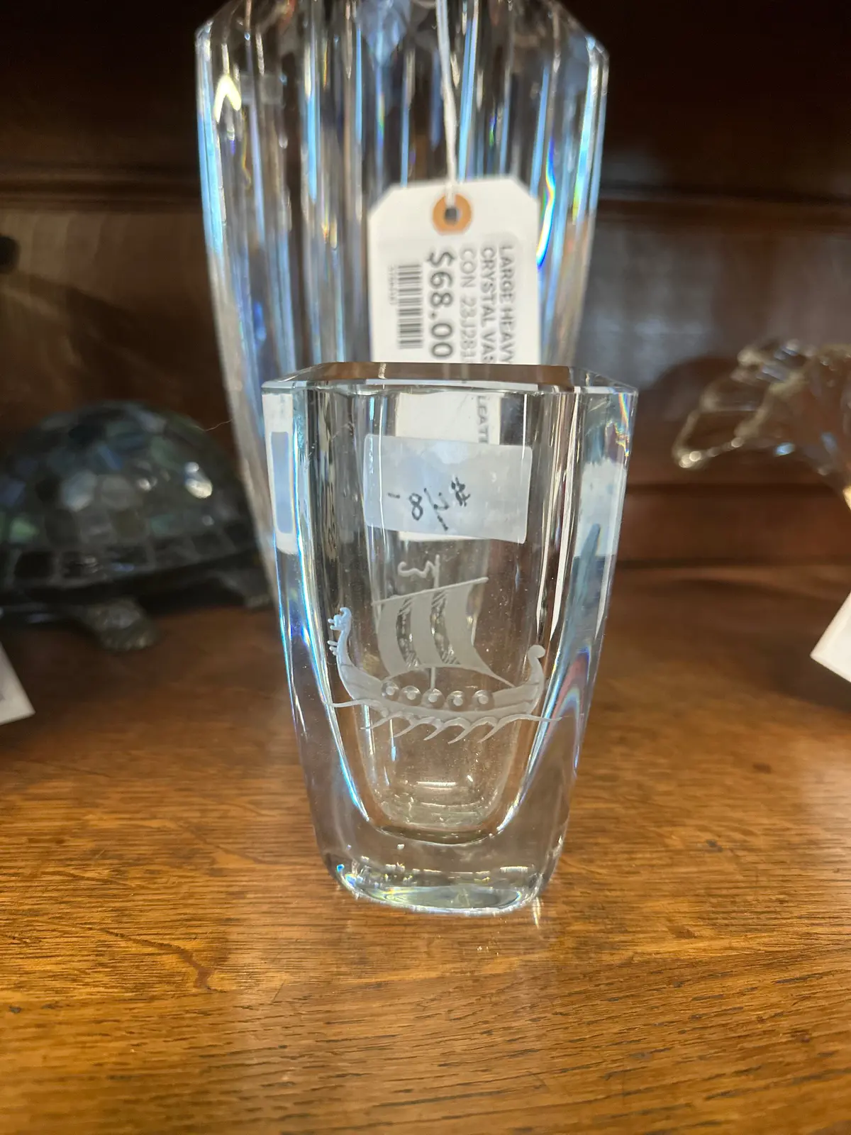 Stromber Danish Crystal Vase With Ship 1