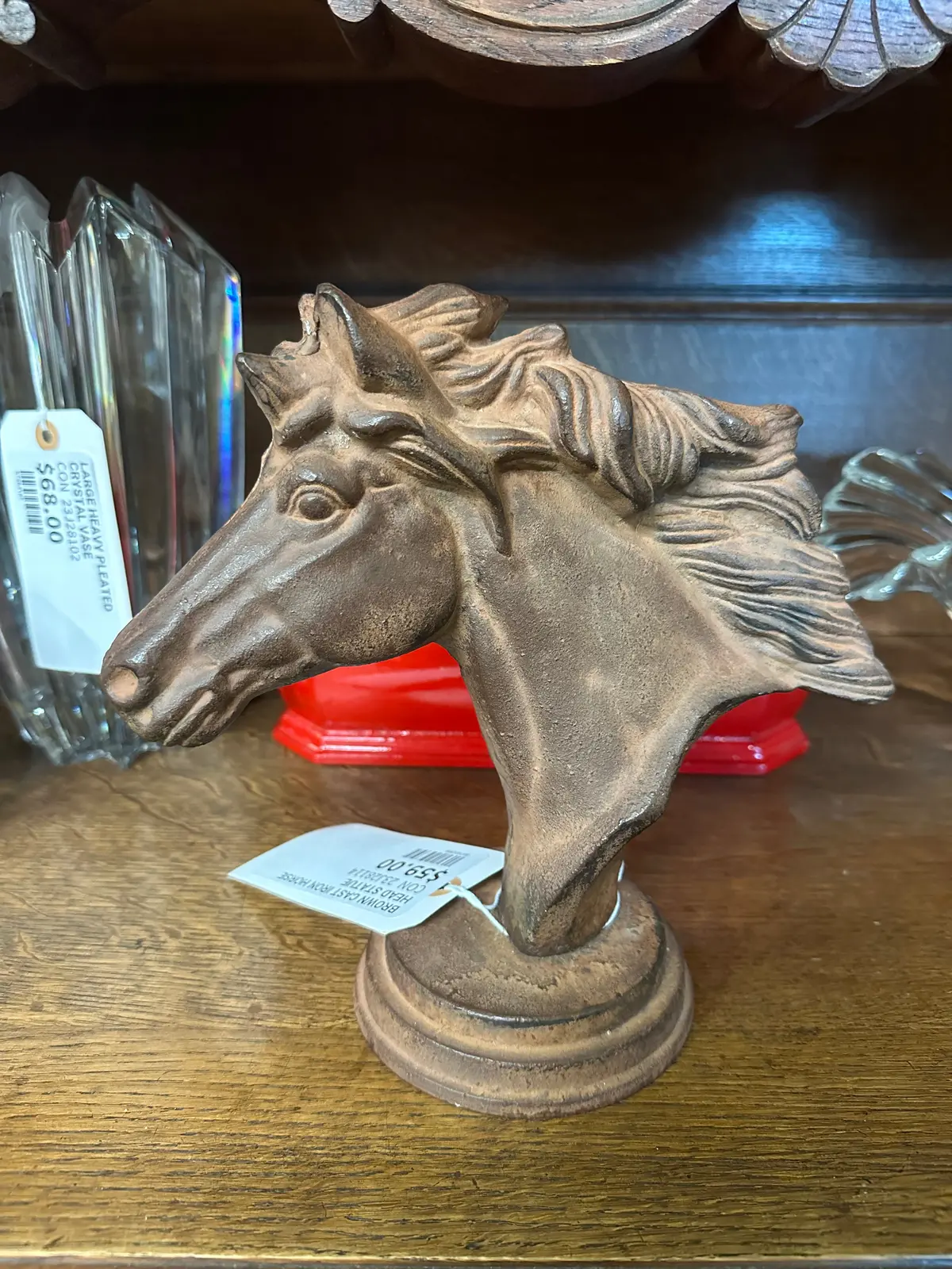 Brown Cast Iron Horse Head Statue 1
