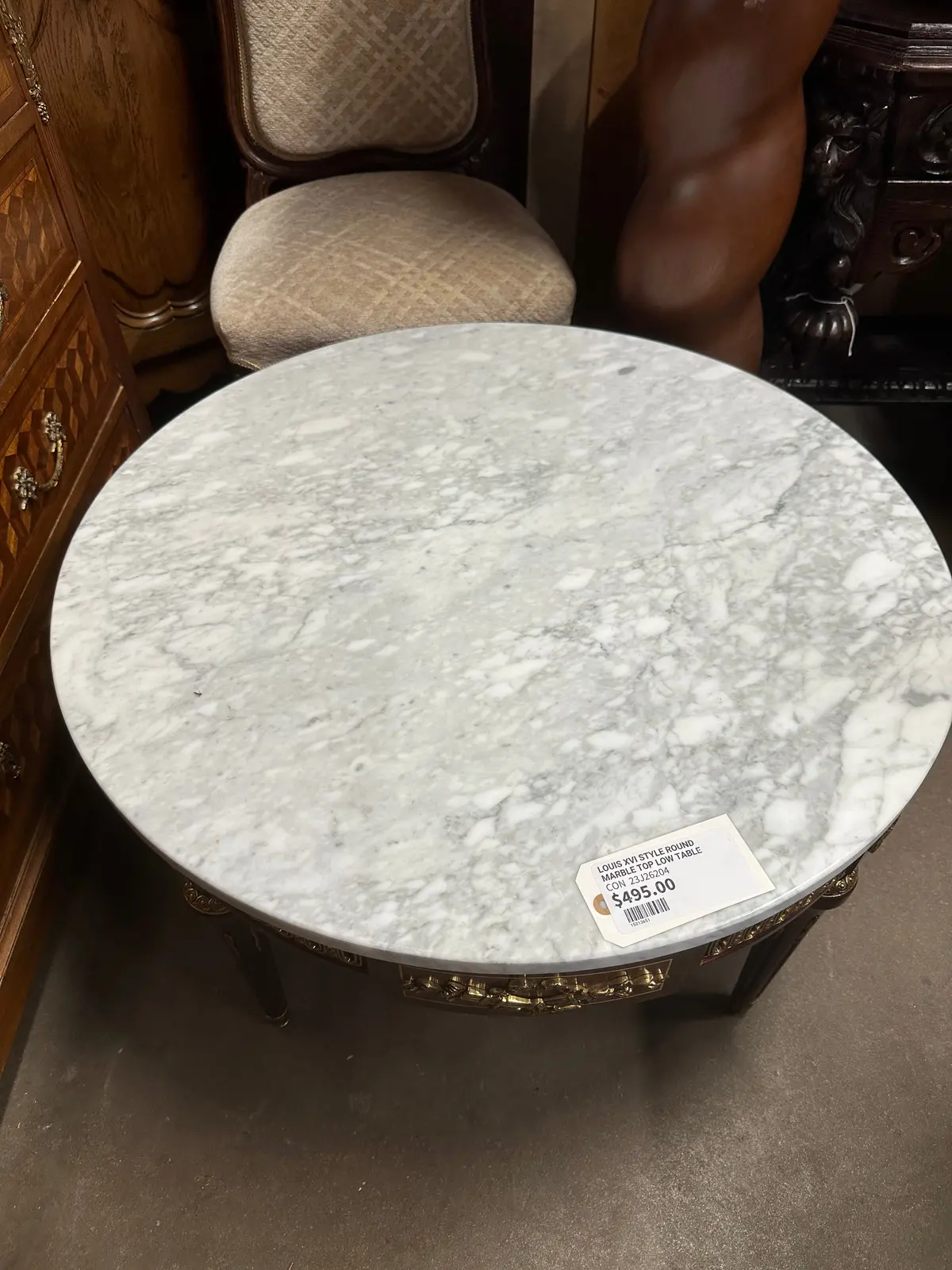 Louis Xvi Style Round Marble Top Low Table 1
