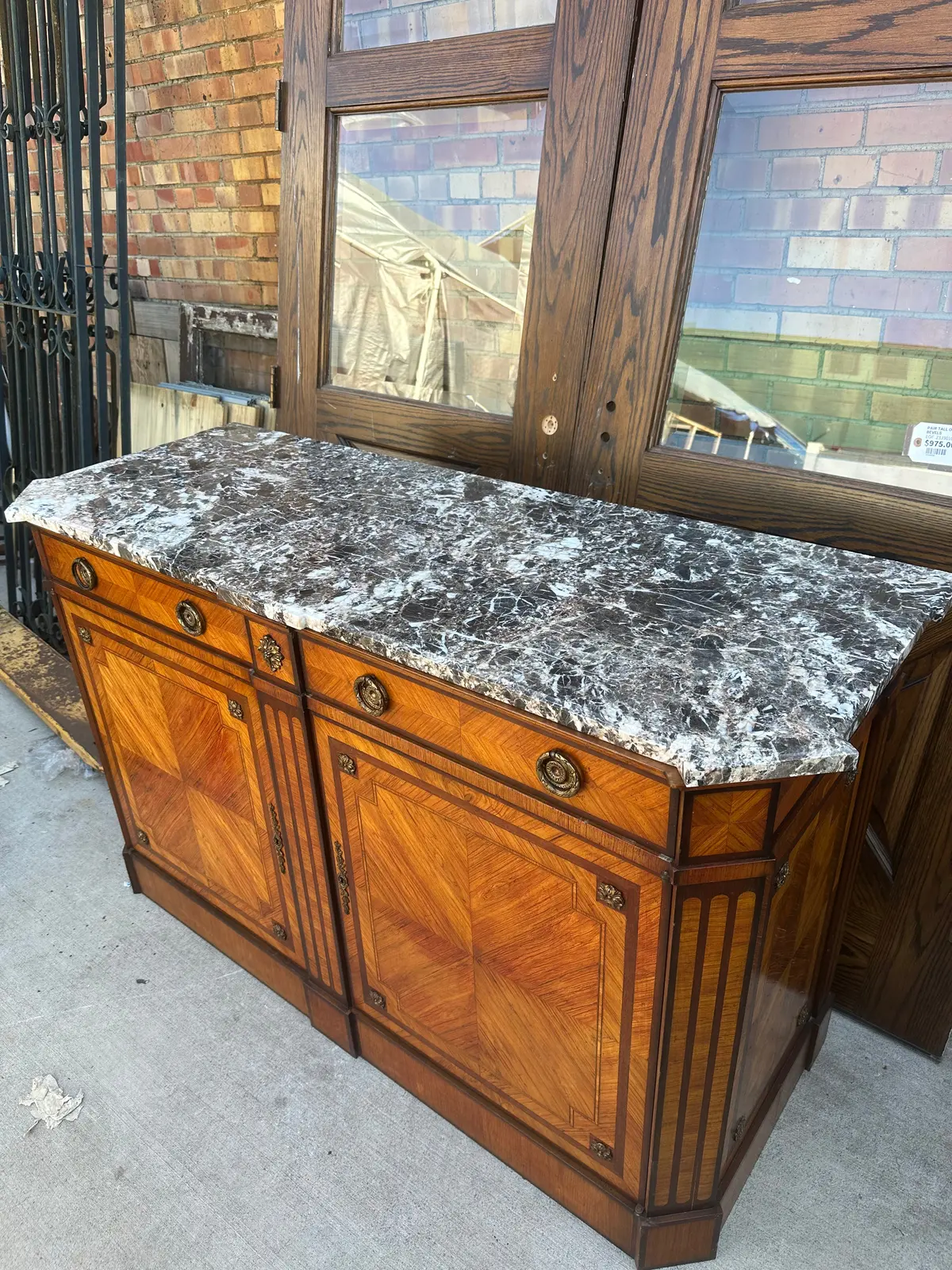Louis Xvi Inlaid Sever With Marble Top 1