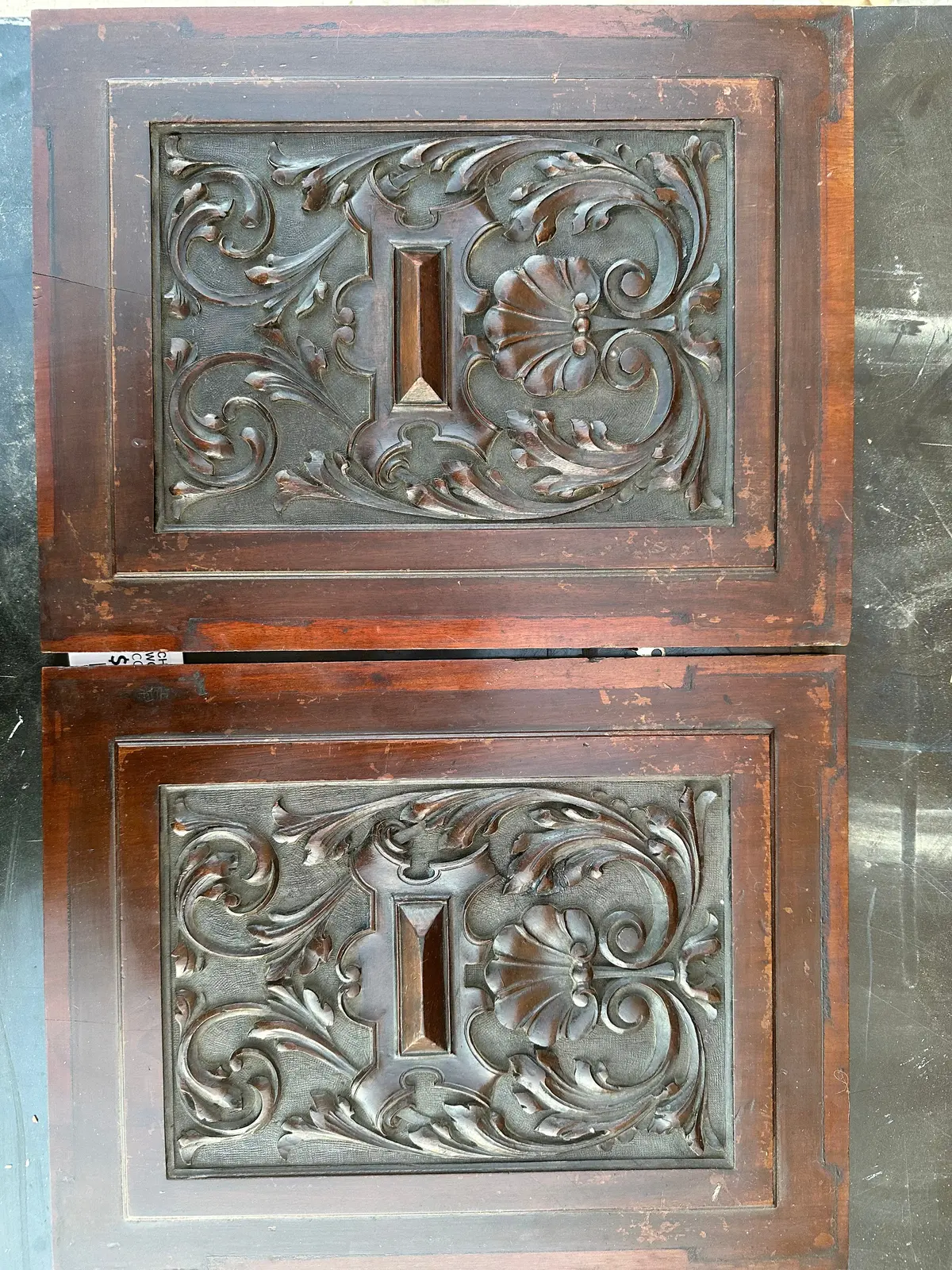 Chipped Carved Edwardian Wooden Panel 1