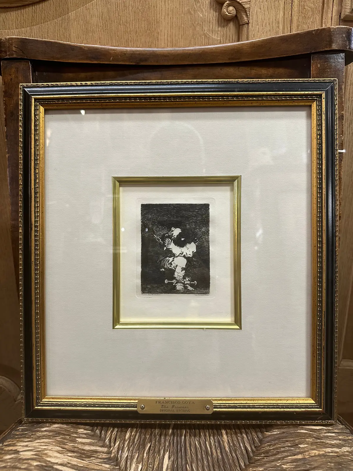 Francisco Goya 1869 Etching With Certificate Of Authenticity "The Prisoner" 1