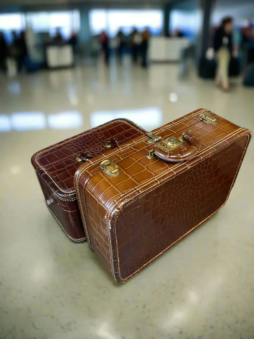 Two Pieces Of Leather Luggage 1