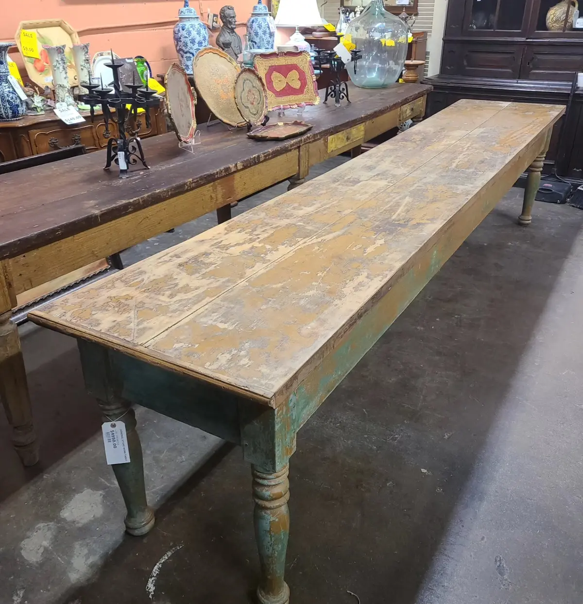 General Store Work Table With Green Paint 1