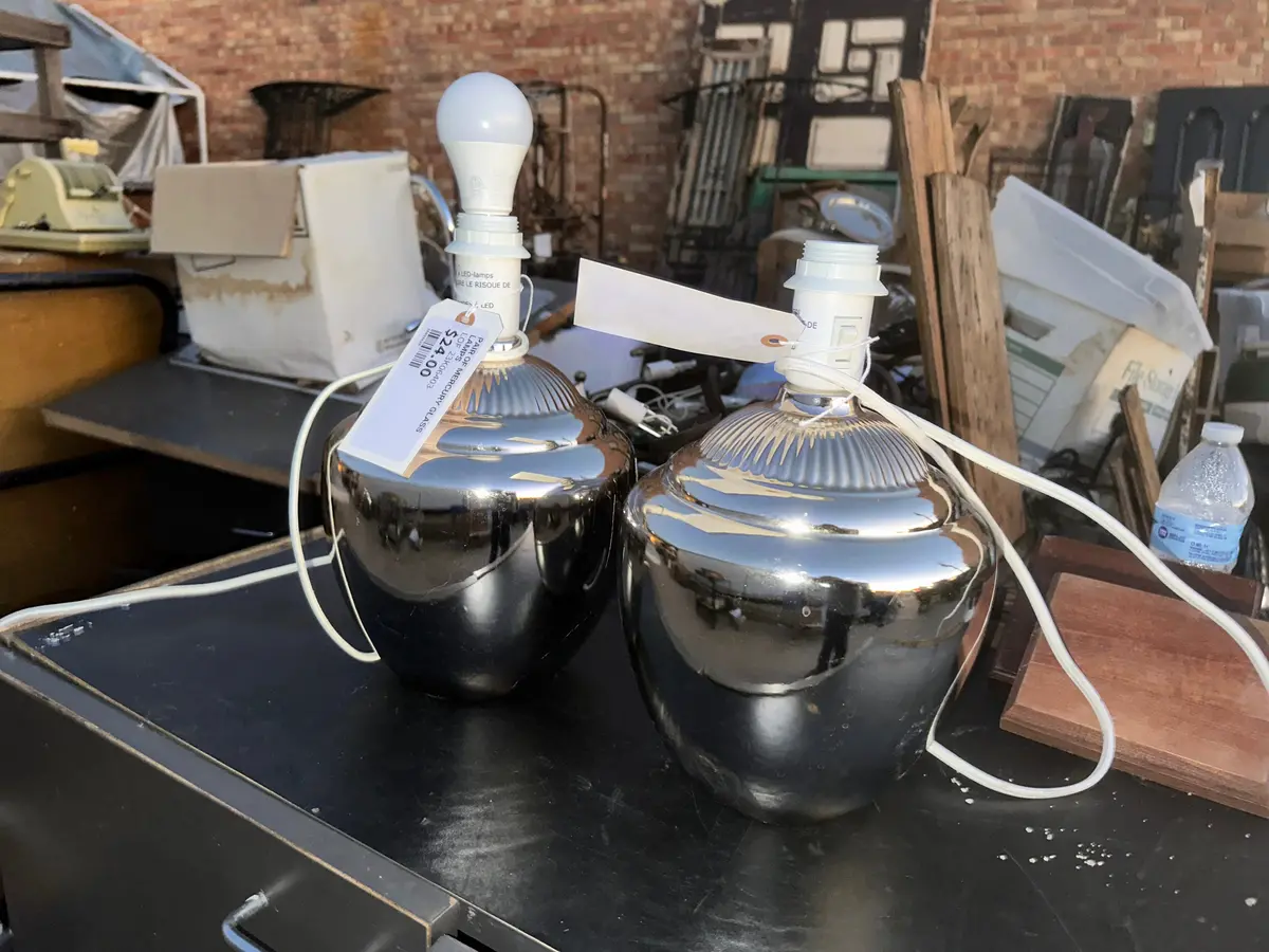 Pair Of Mercury Glass Lamps 1