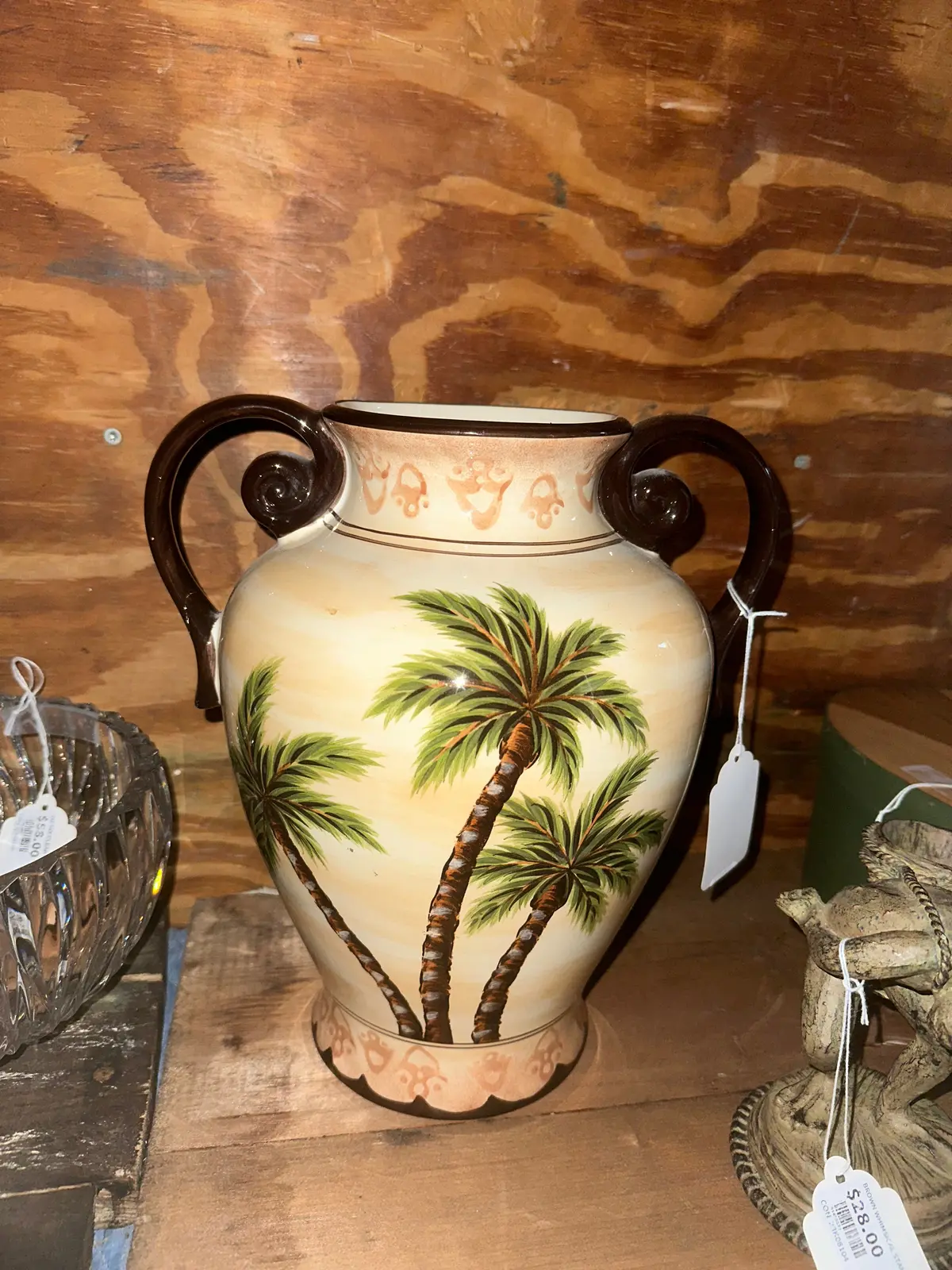 Large Ceramic Painted Palm Treevase 1