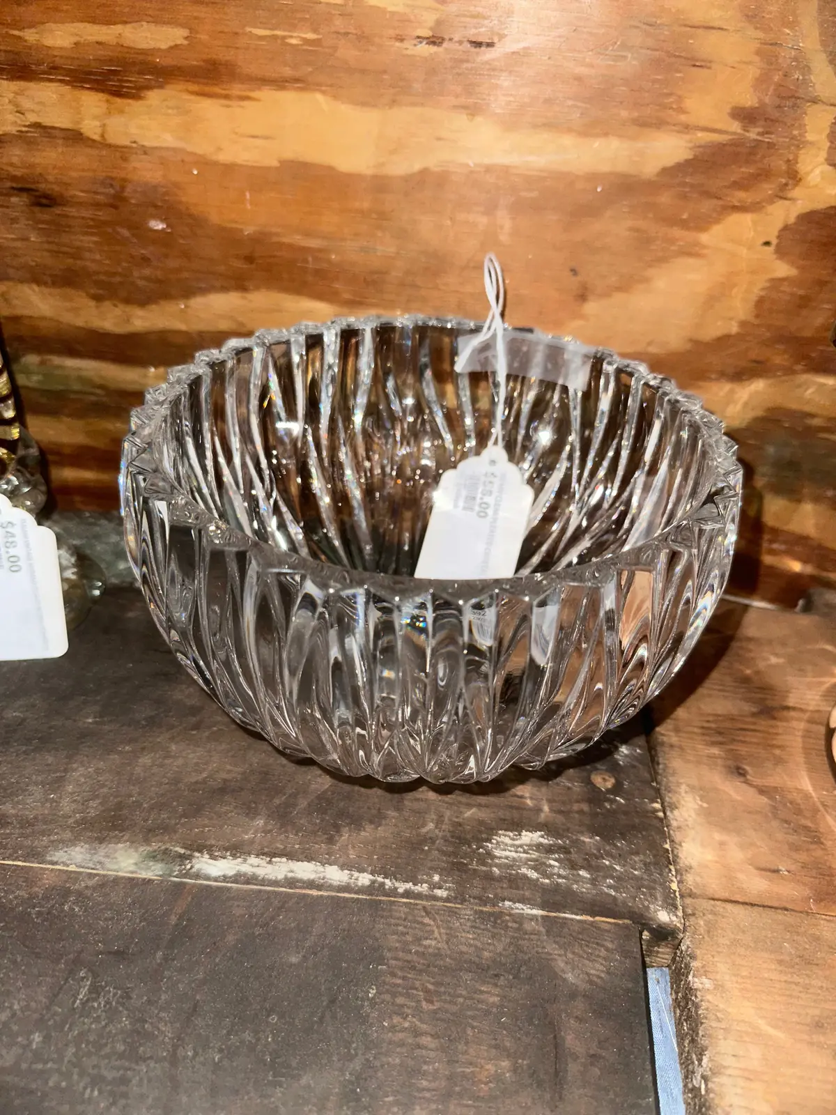 Heavy Clear Pleated Crystal Bowl 1