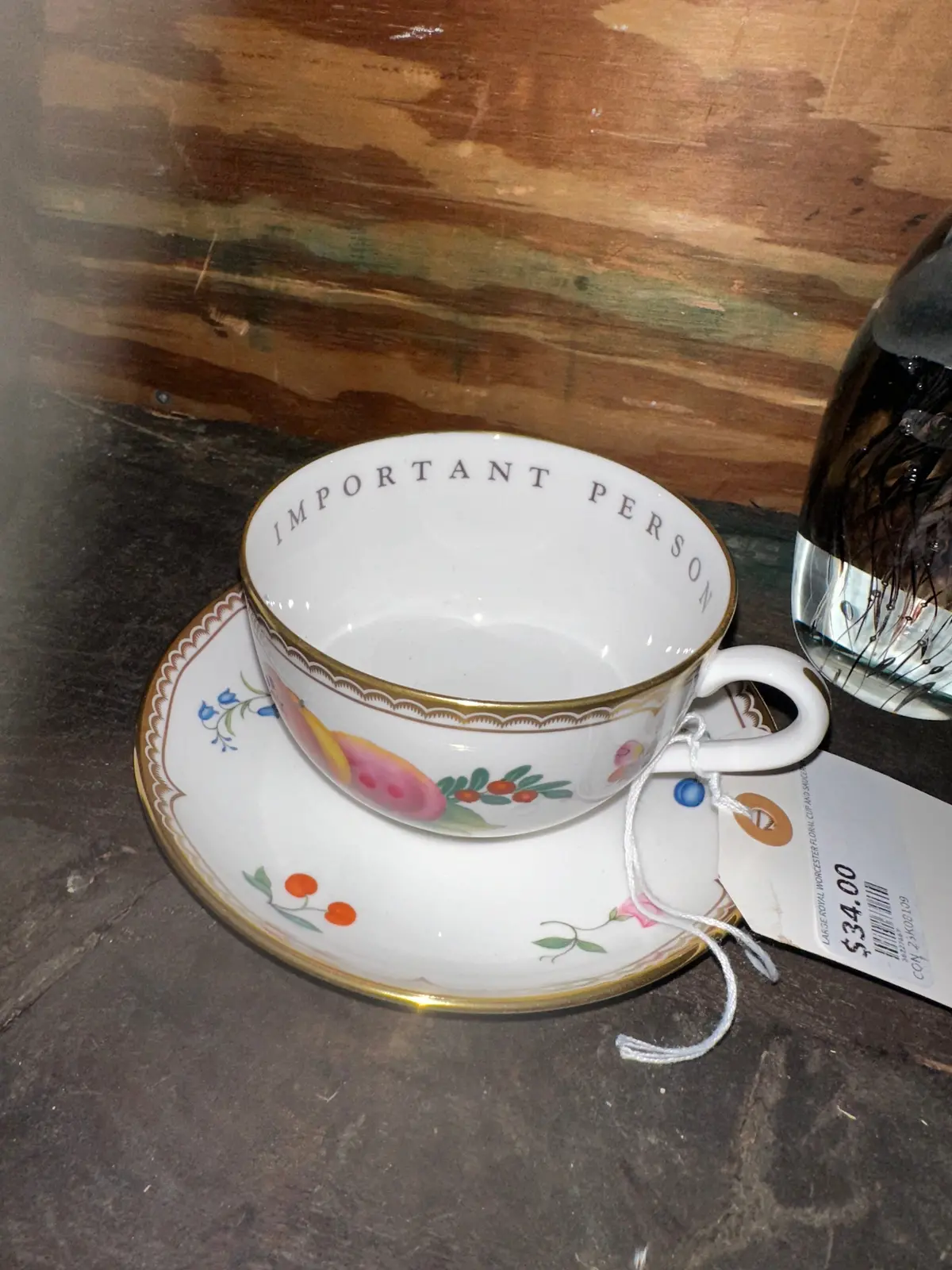 Large Royal Worcester Floral Cup And Saucer In Box 1