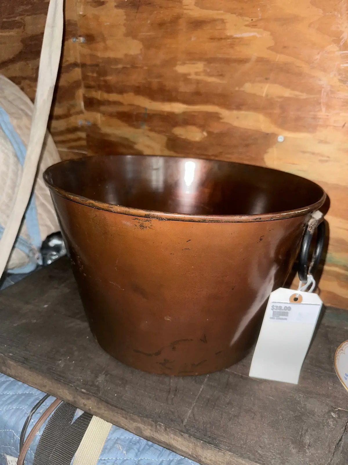 Large Brown Metal Round Vintage Planter With Handles 1