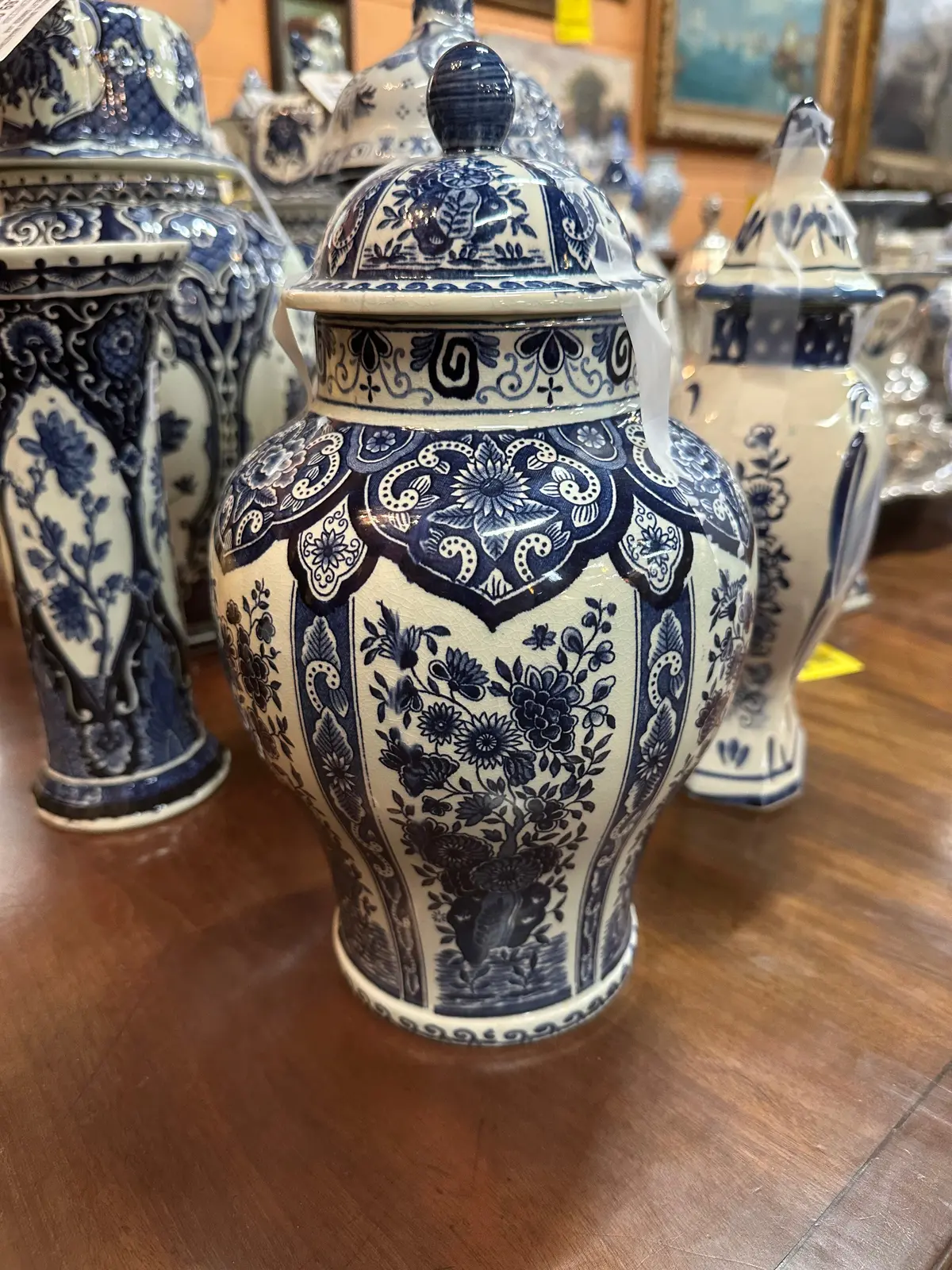 Medium Blue Delft Floral Ginger Jar 1