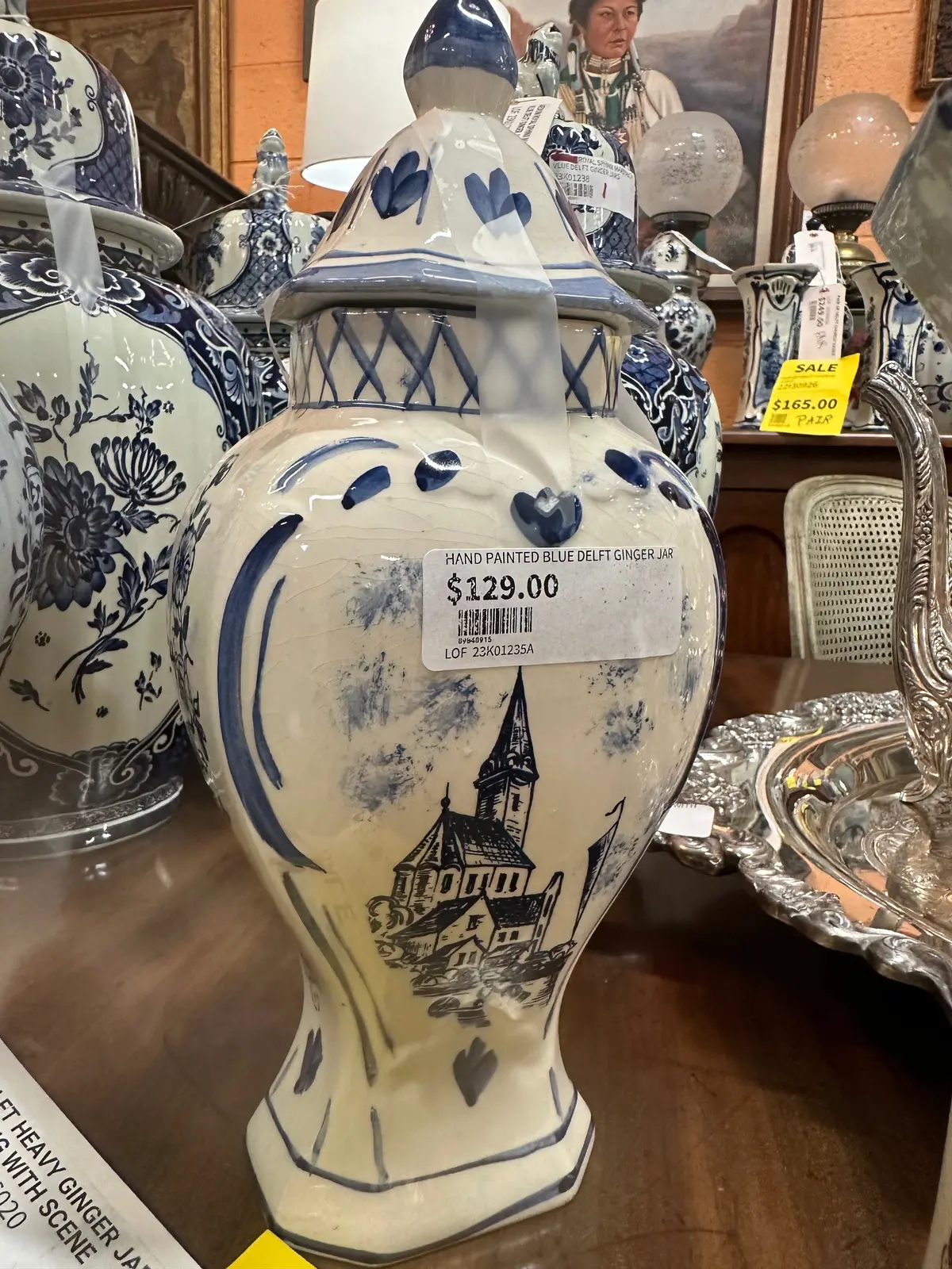 Hand Painted Blue Delft Ginger Jar 1