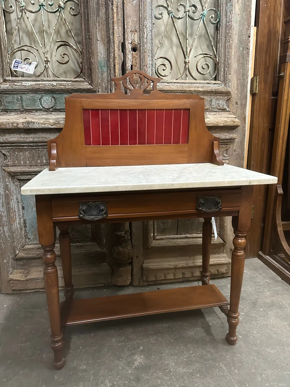 Tiny Marble Side Table With Back Splash 1