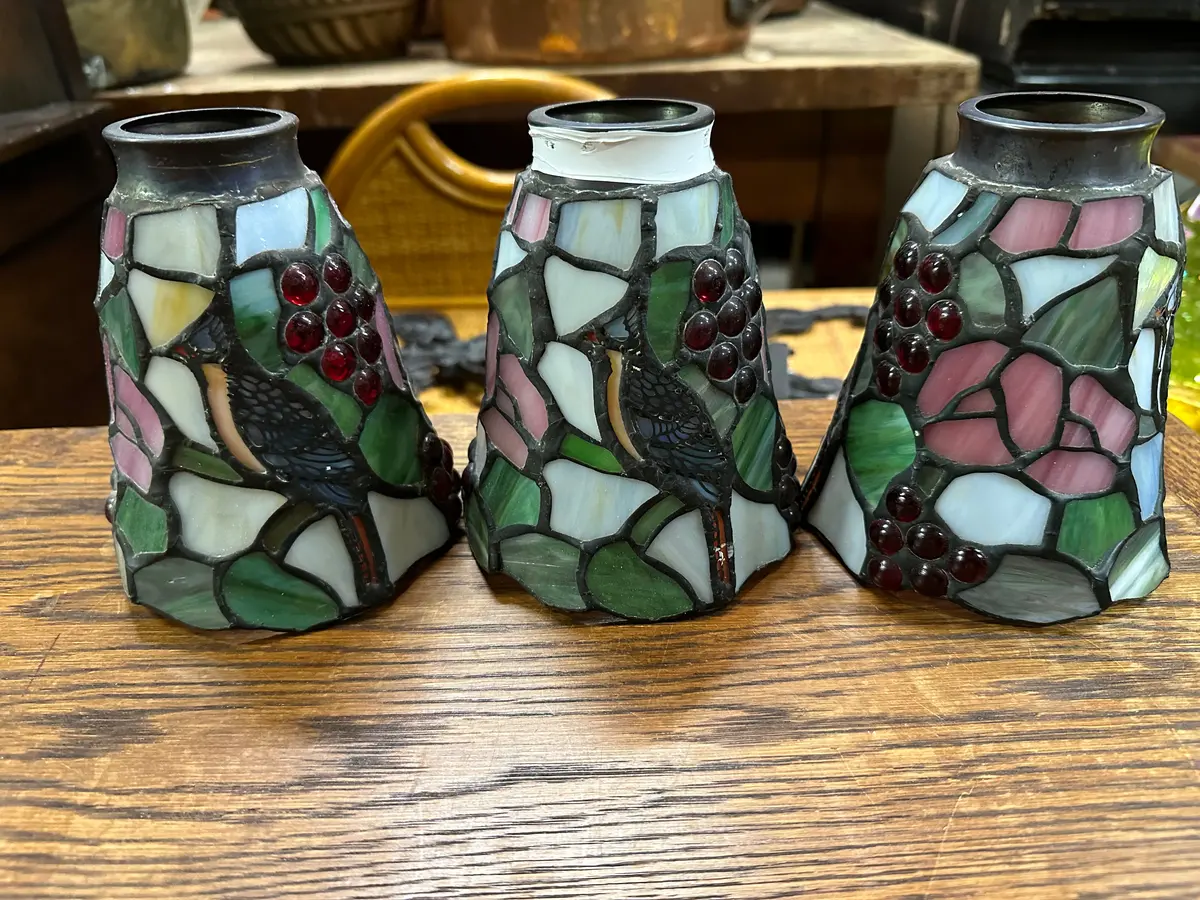 Set Of 3 Tiffany Stained Glass Shades 1