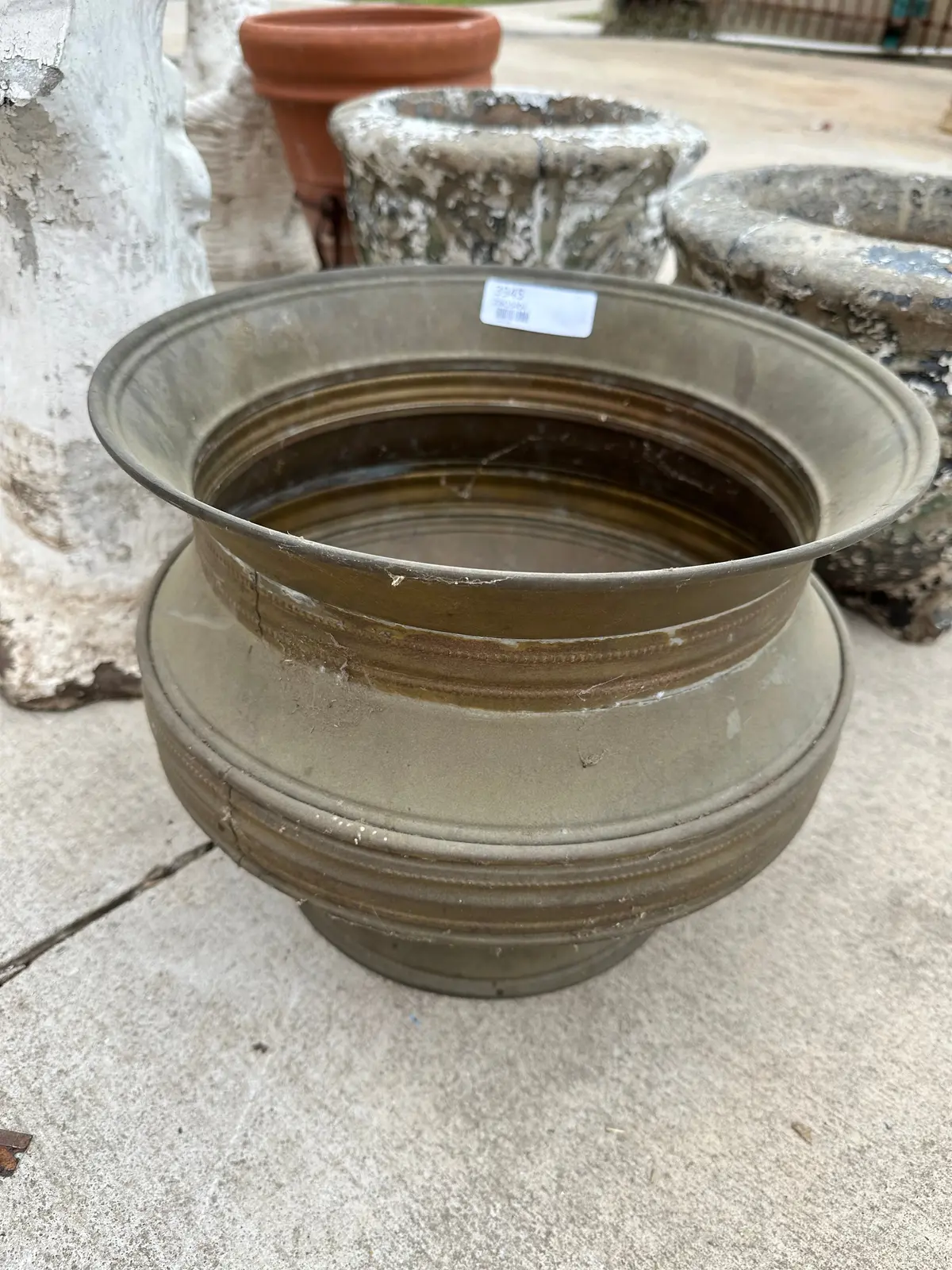 Large Round Brass Planter 1